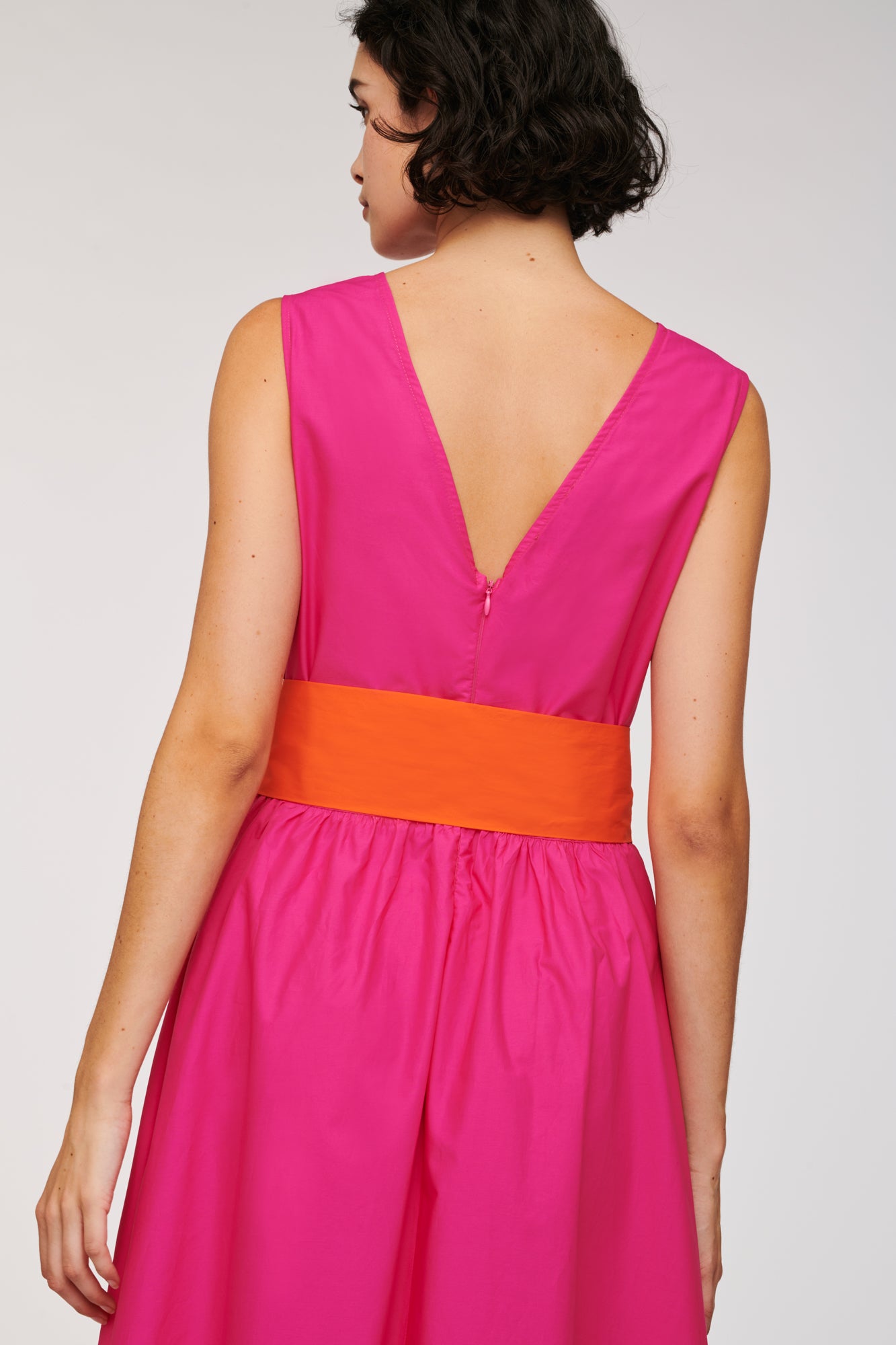 Two-tone poplin maxi dress