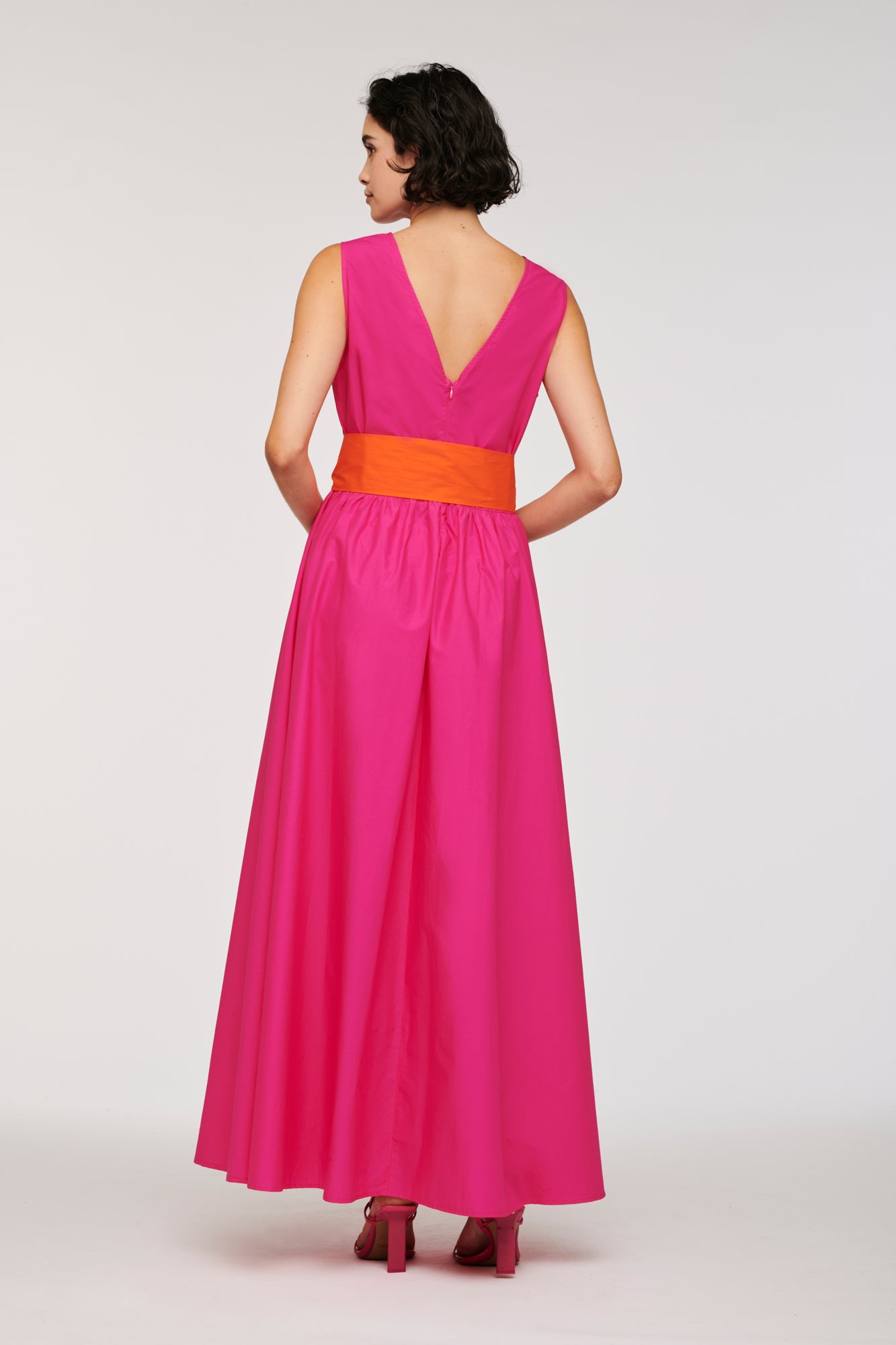 Two-tone poplin maxi dress