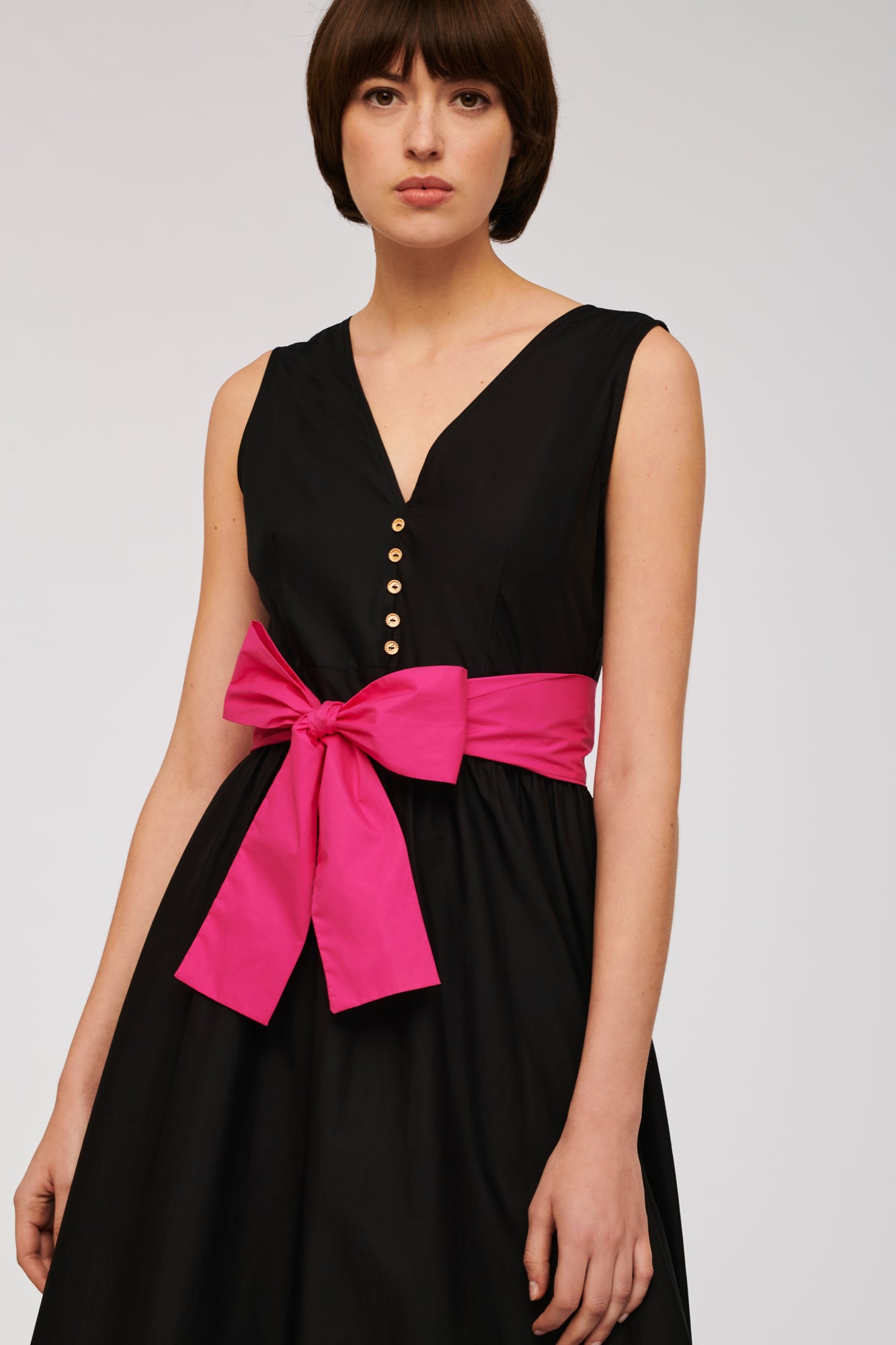 Two-tone poplin maxi dress