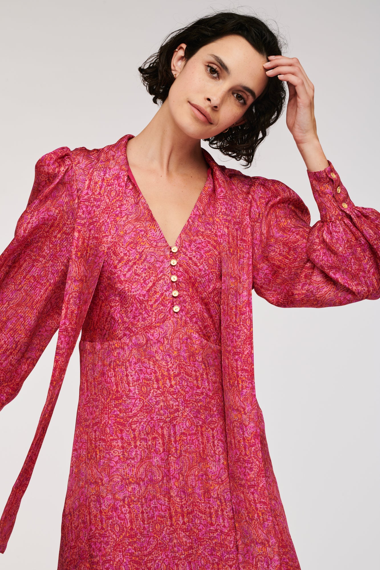 Patterned silk maxi dress