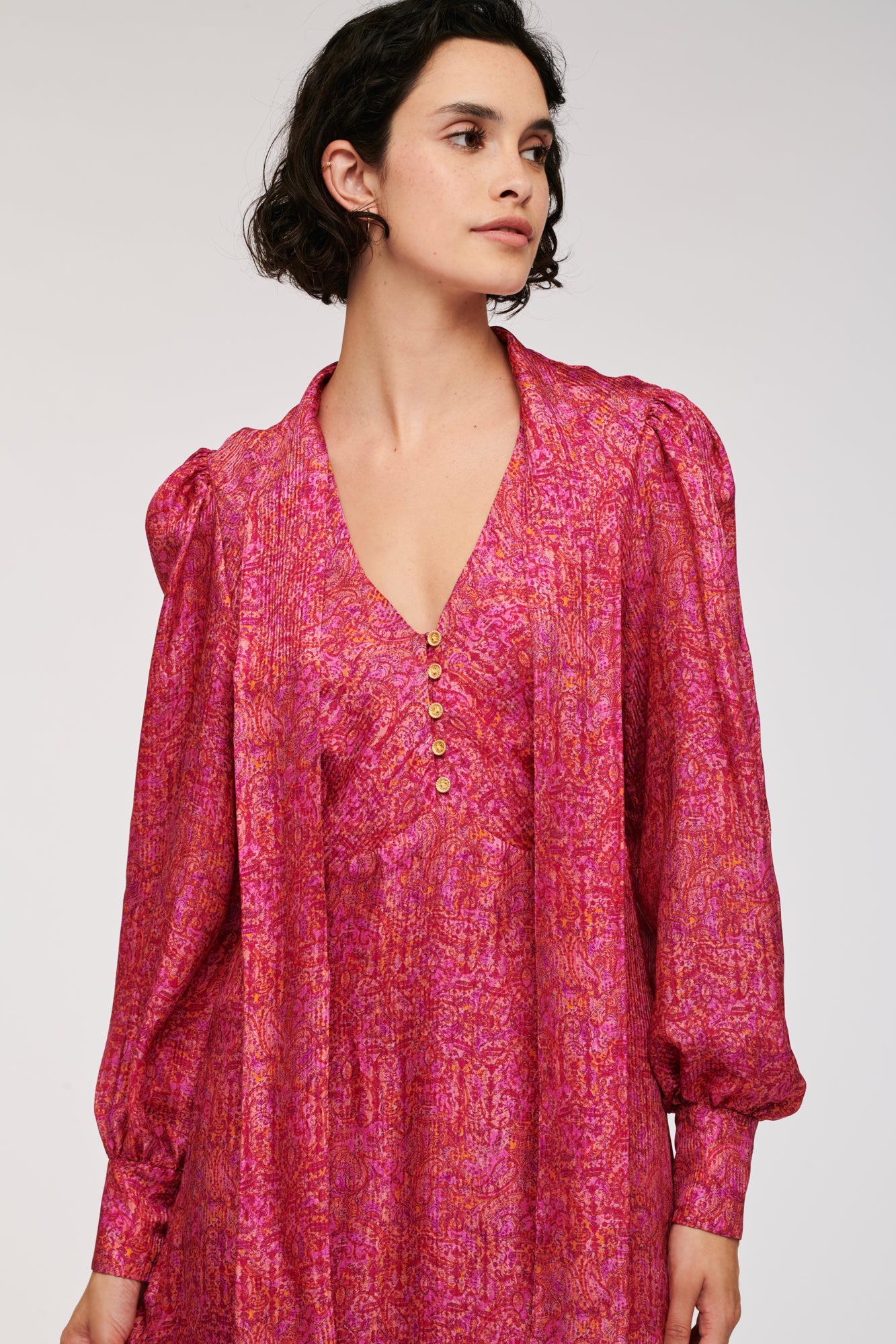 Robe longue en soie imprimée