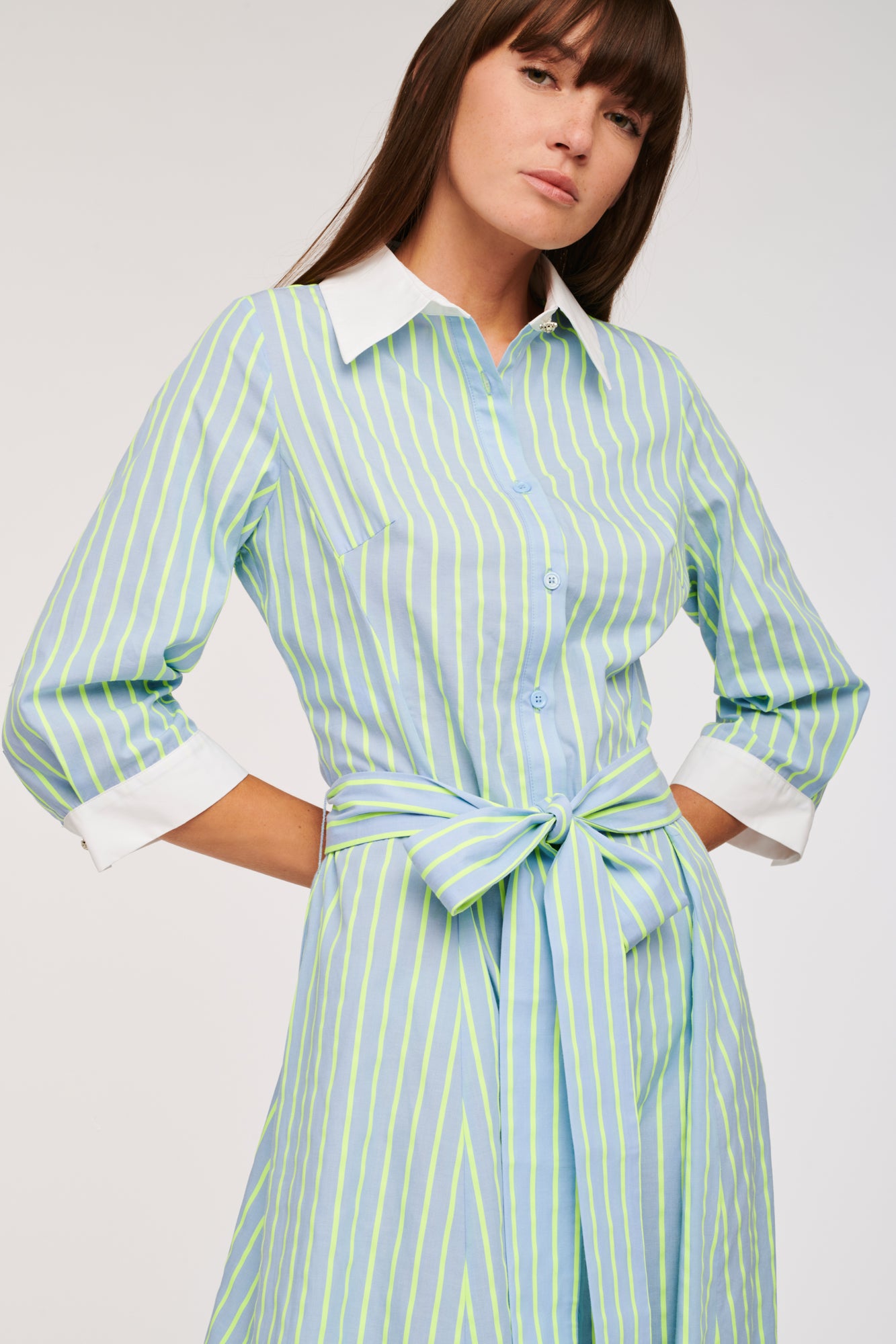Long striped shirt dress