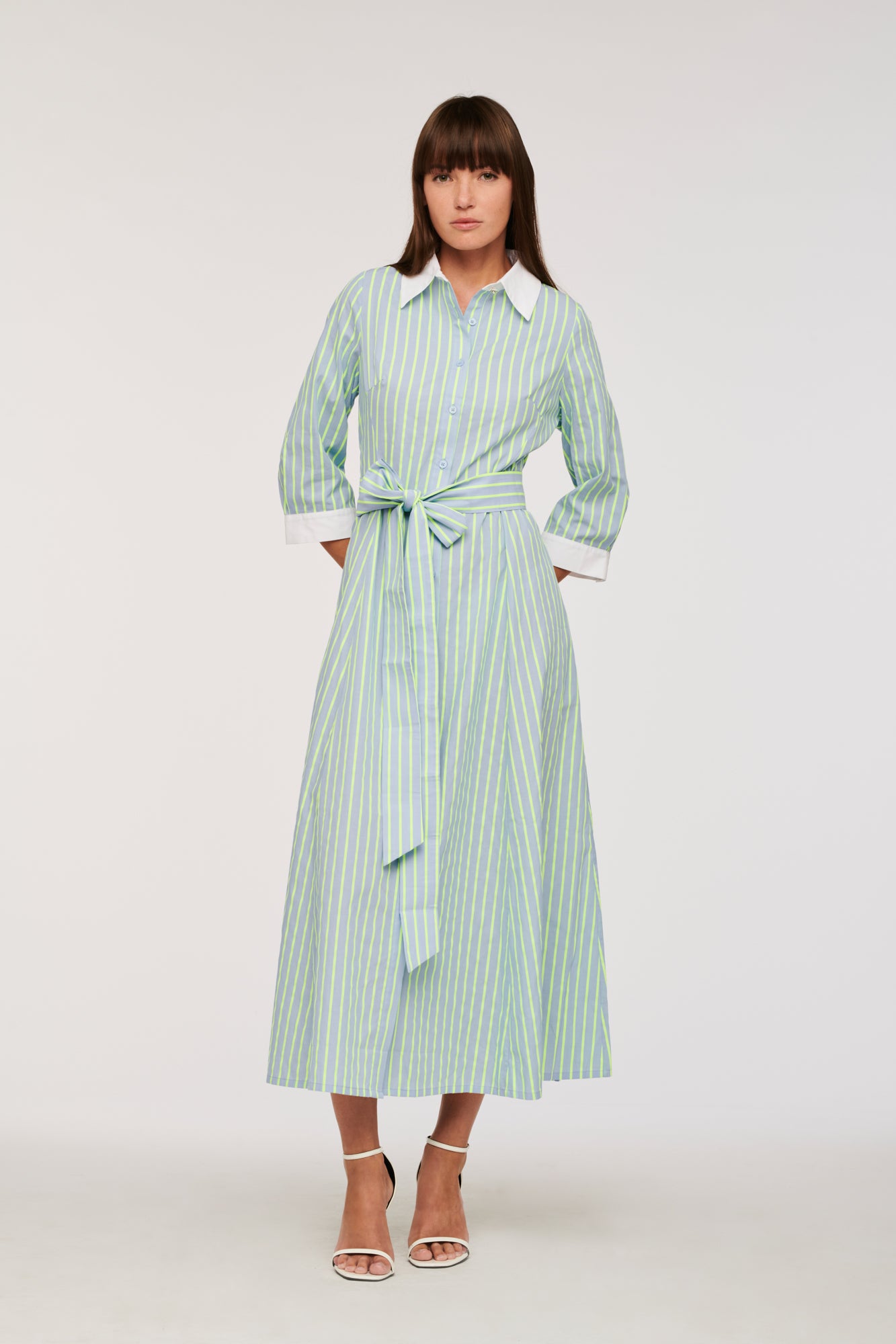 Robe chemise longue à rayures