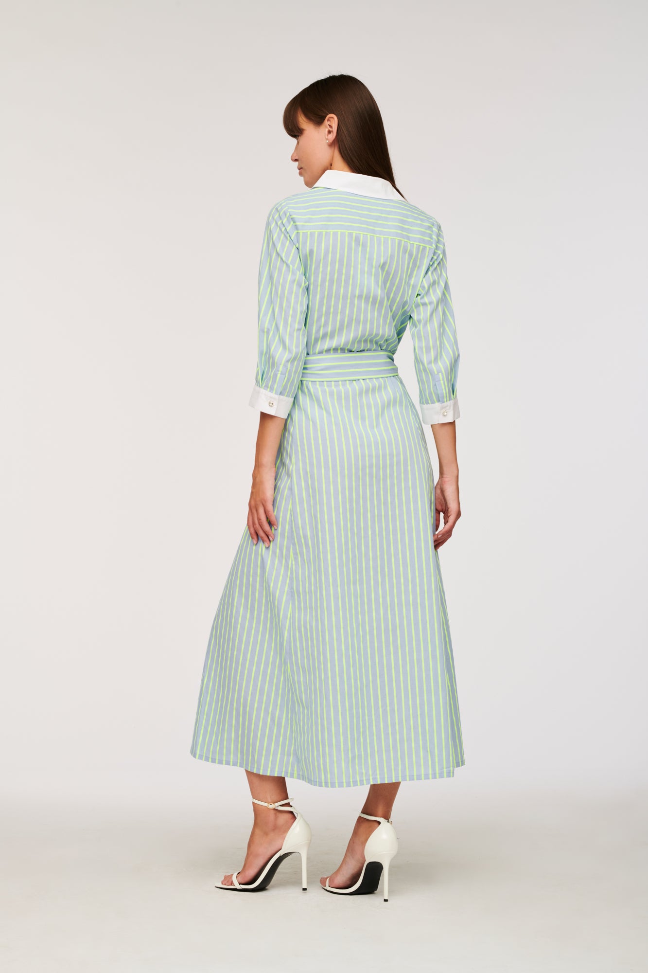 Long striped shirt dress