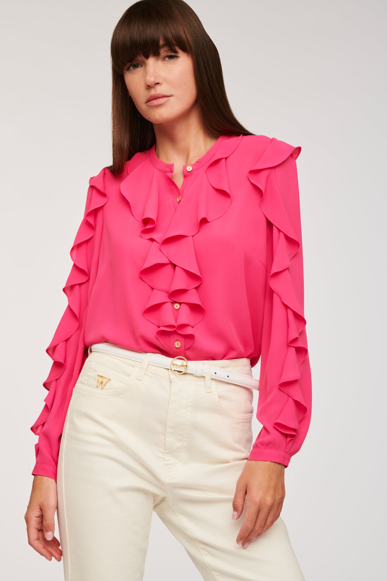 Flounced flowing blouse