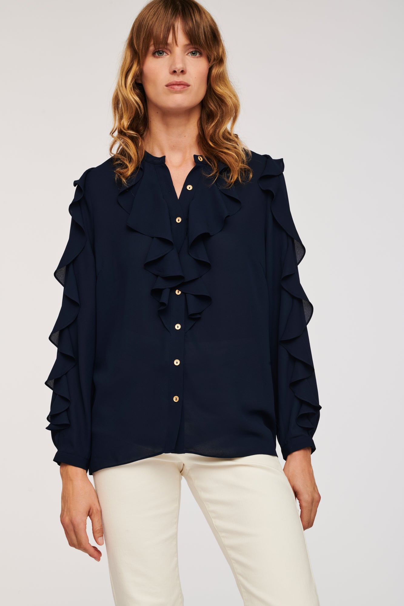 Flounced flowing blouse