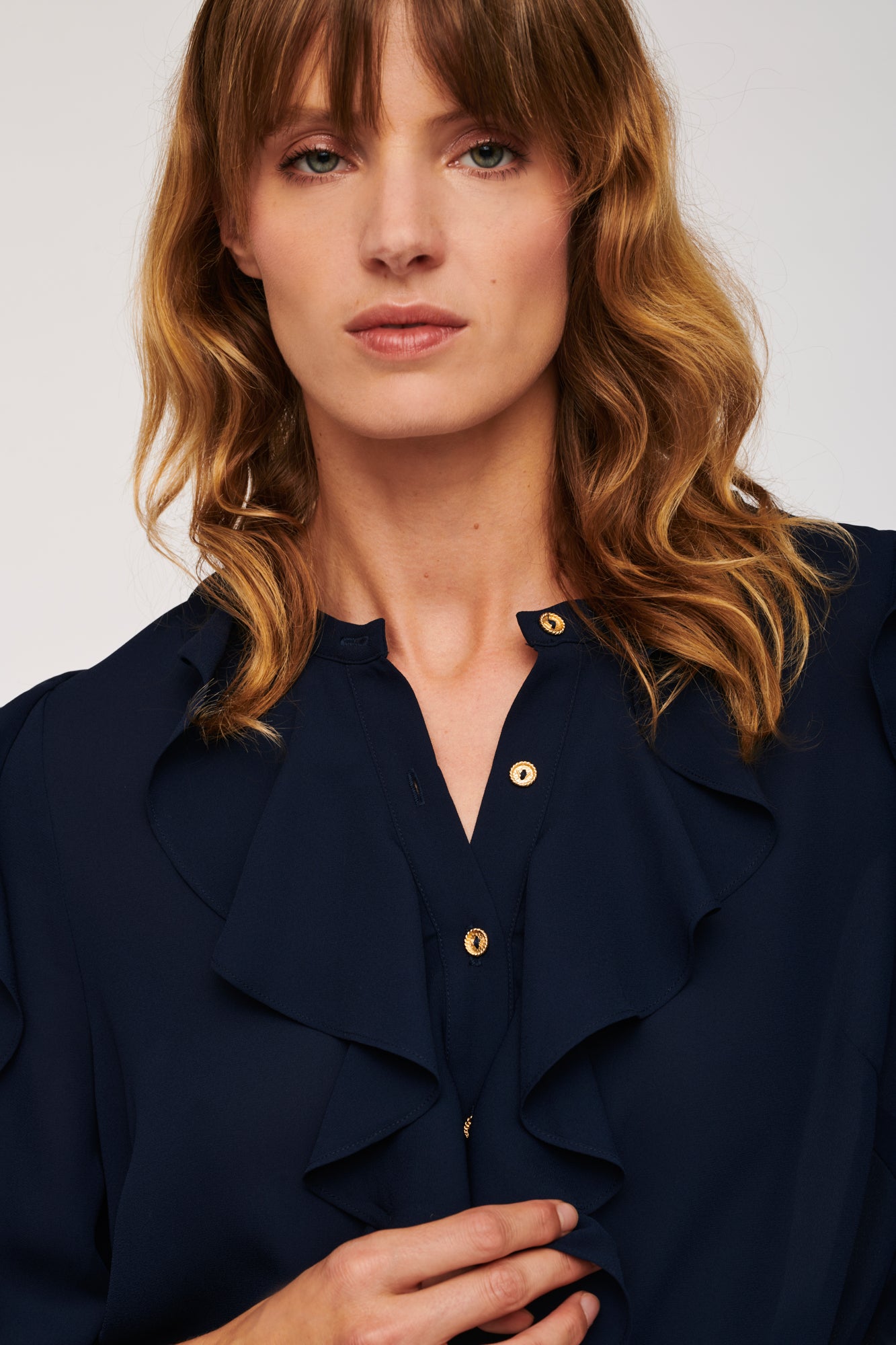 Flounced flowing blouse