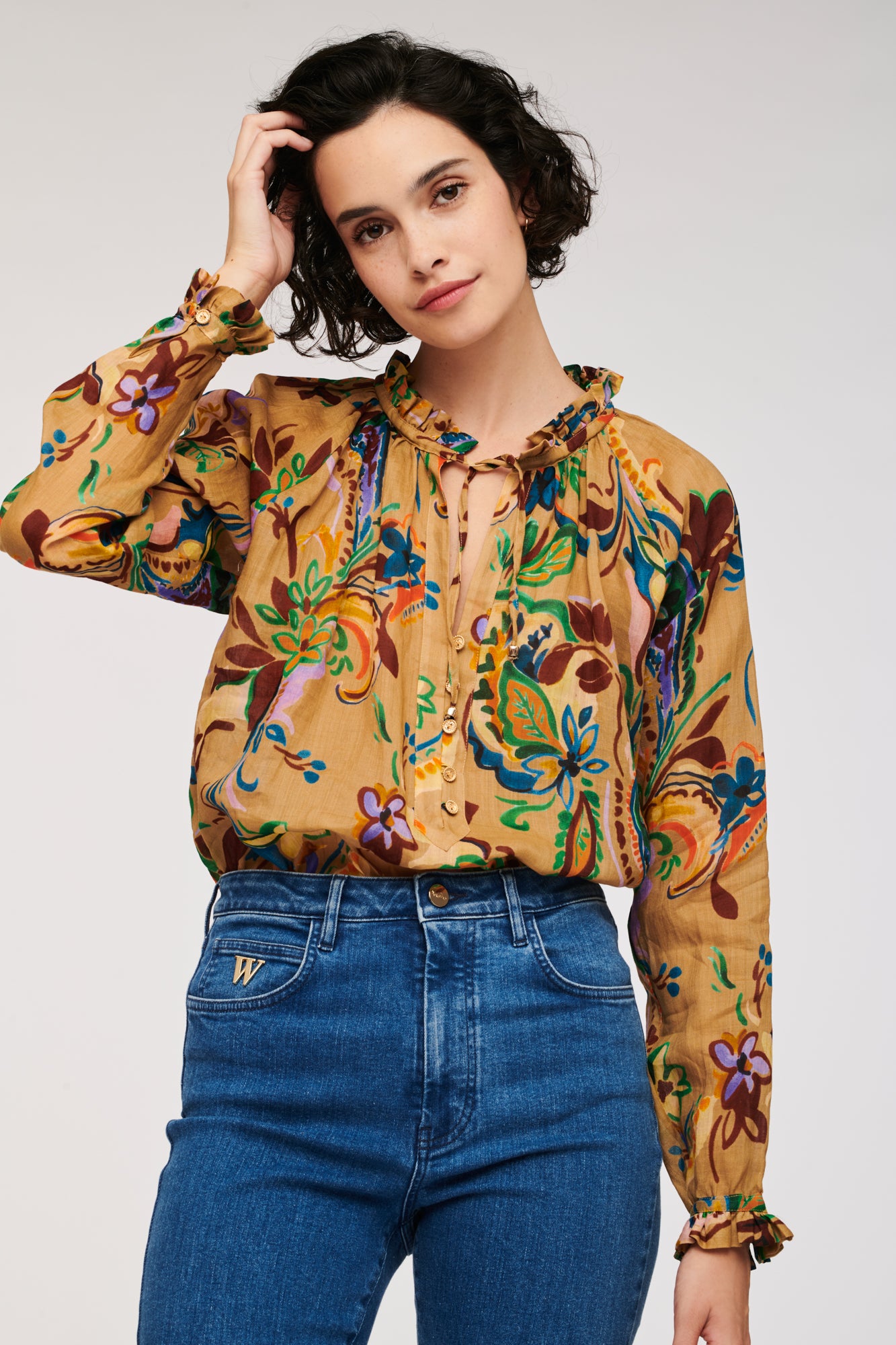 Boho-print blouse