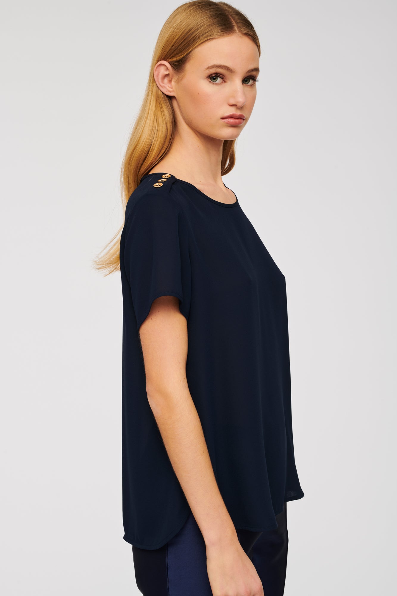 Top fluide à manches courtes