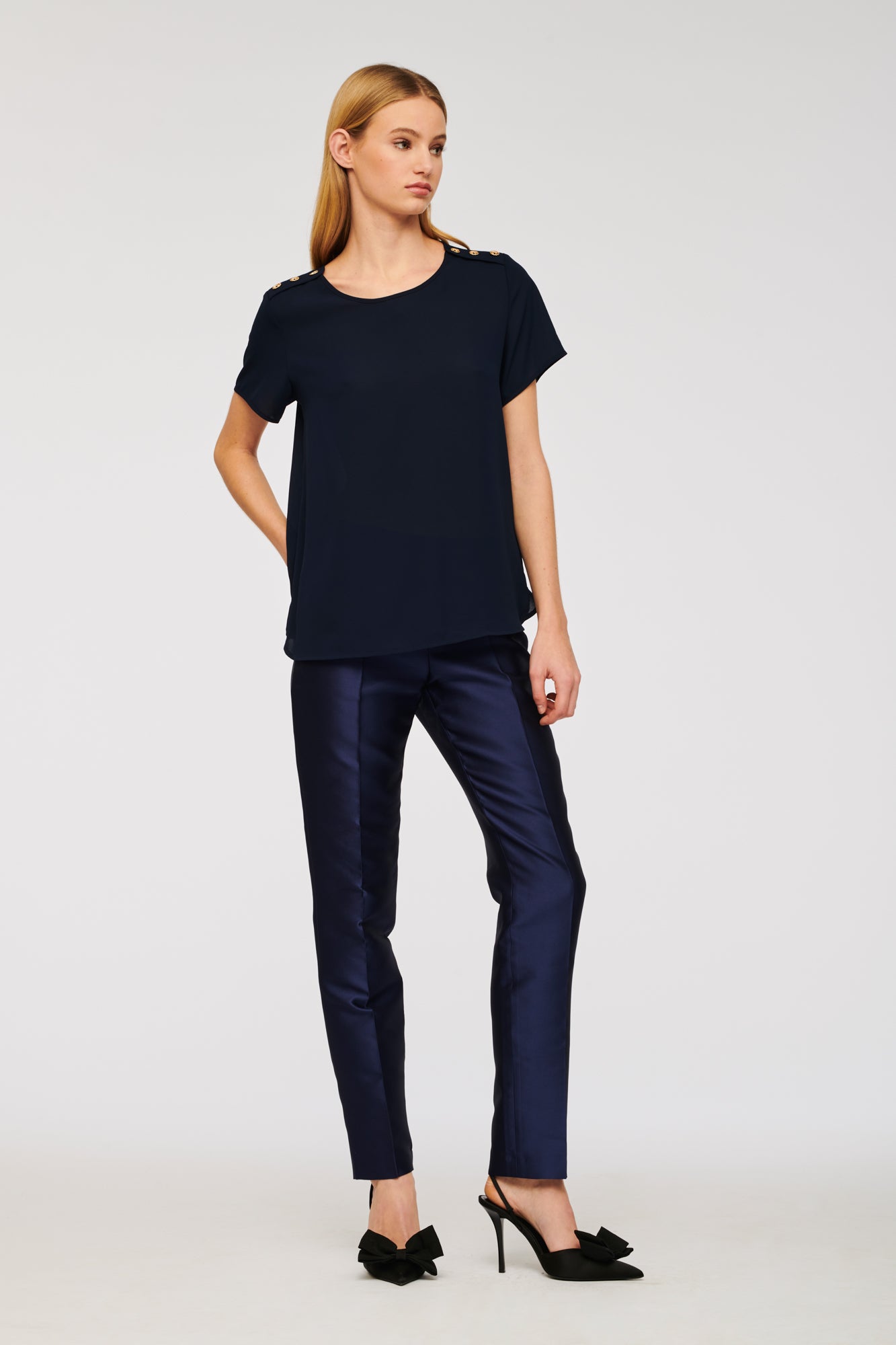 Top fluide à manches courtes