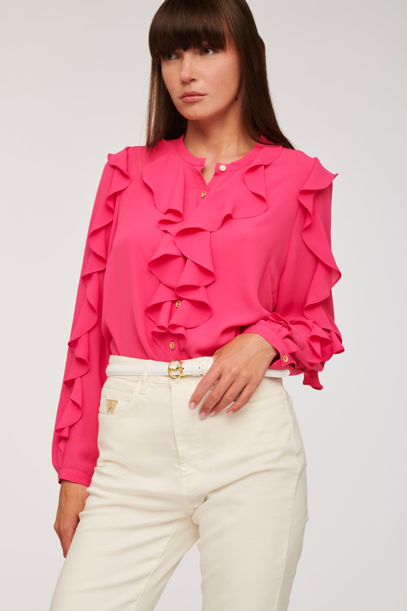 Leather belt with carriage buckle