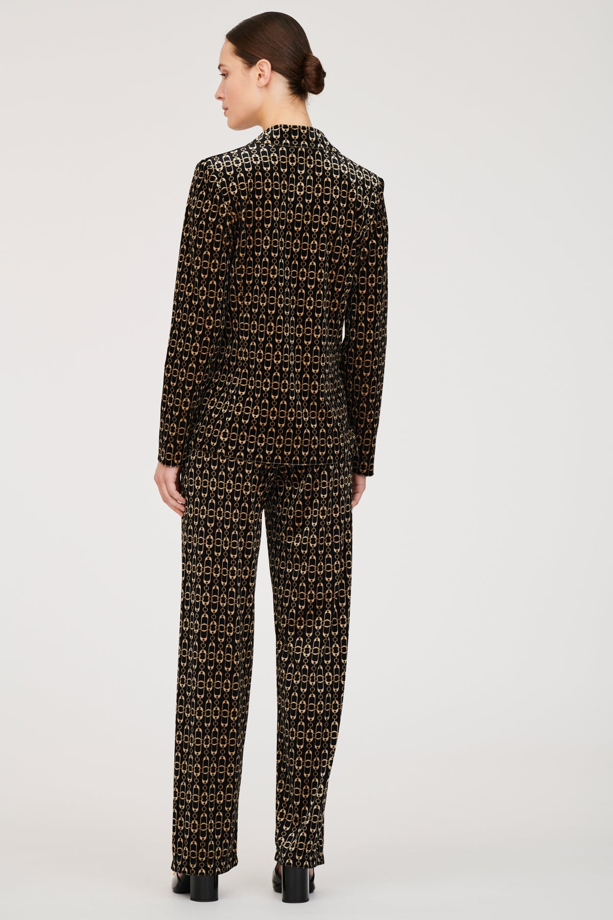 Veste blazer en velours imprimé chaîne