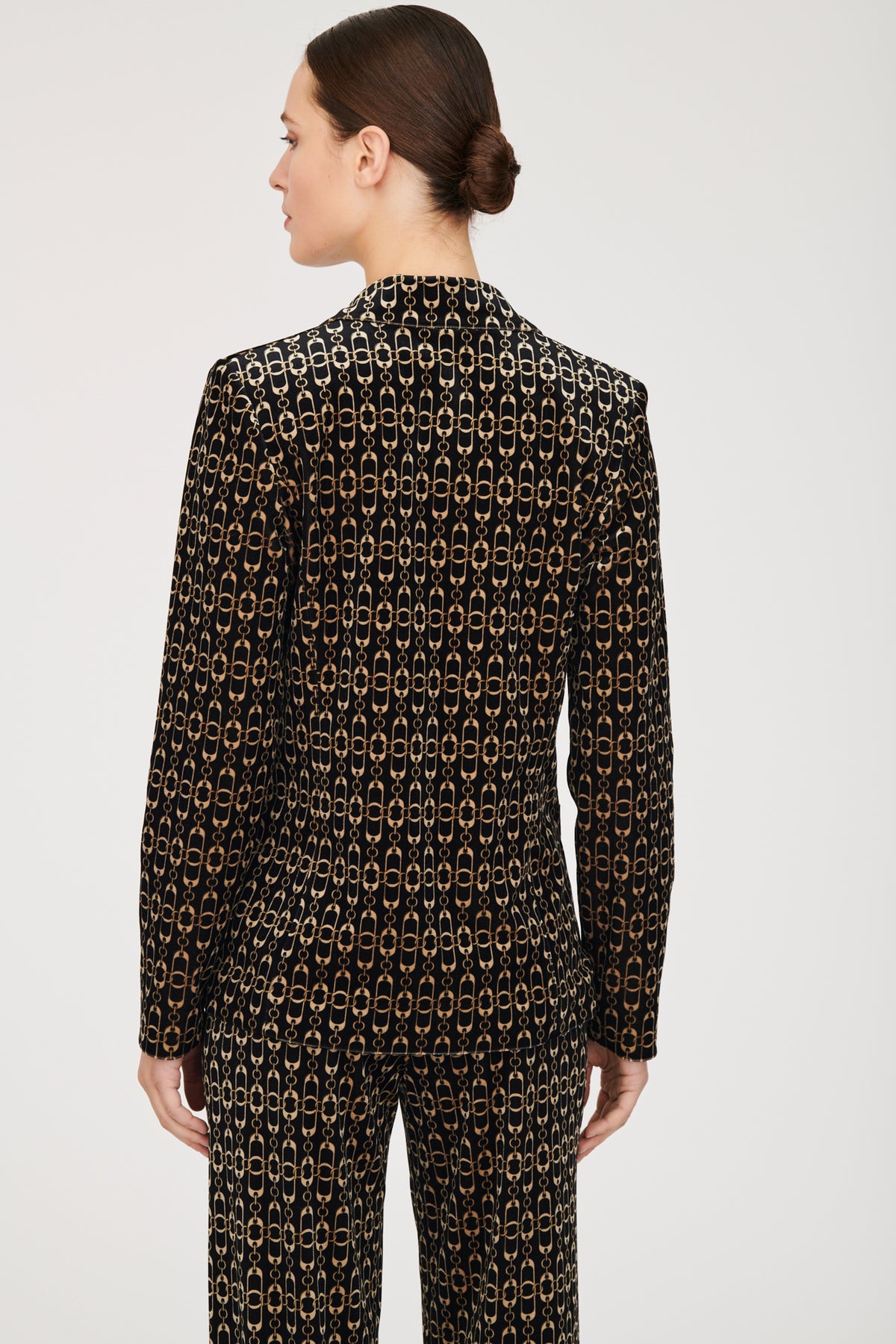 Veste blazer en velours imprimé chaîne