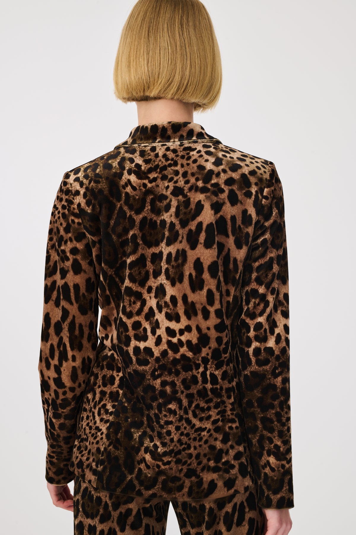 Veste blazer en velours imprimé léopard
