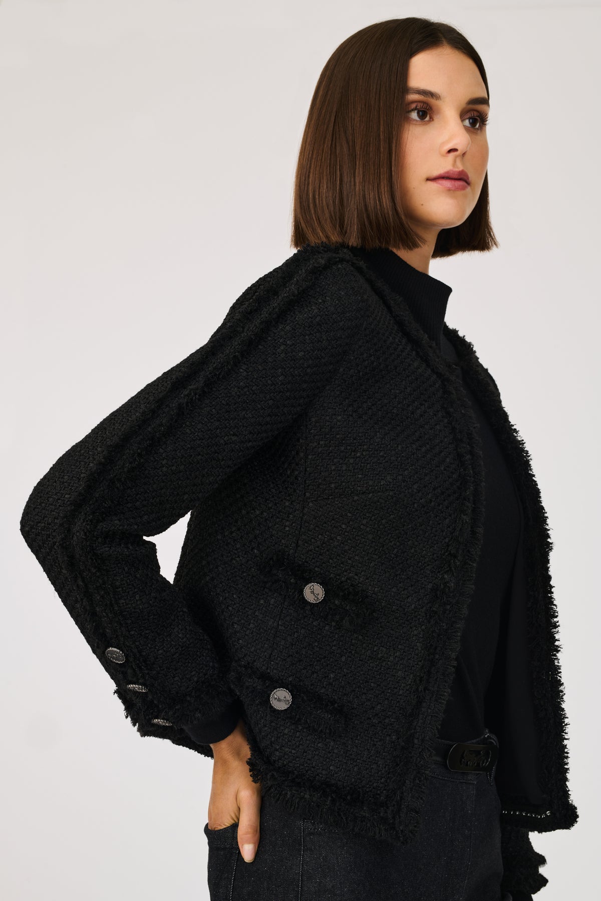Fringed tweed jacket