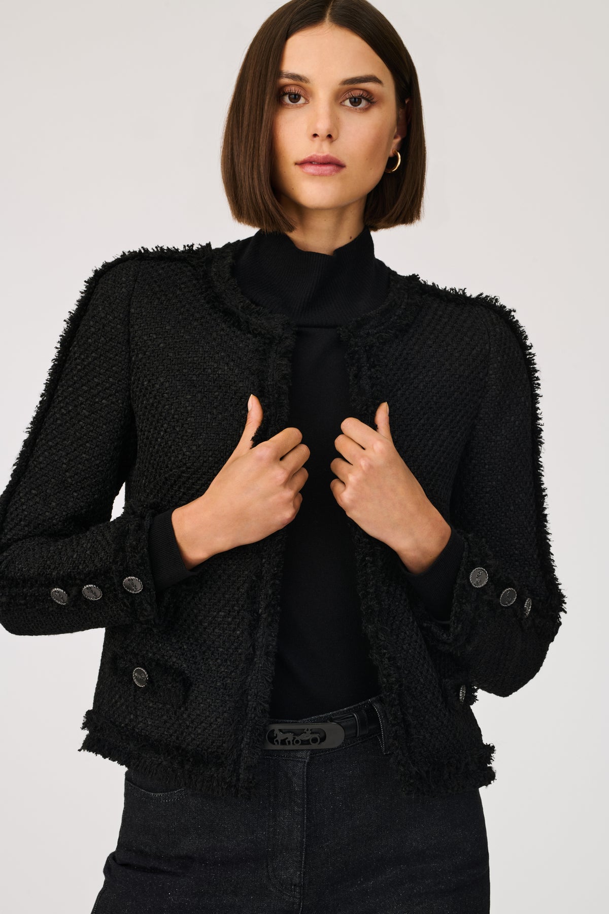 Fringed tweed jacket