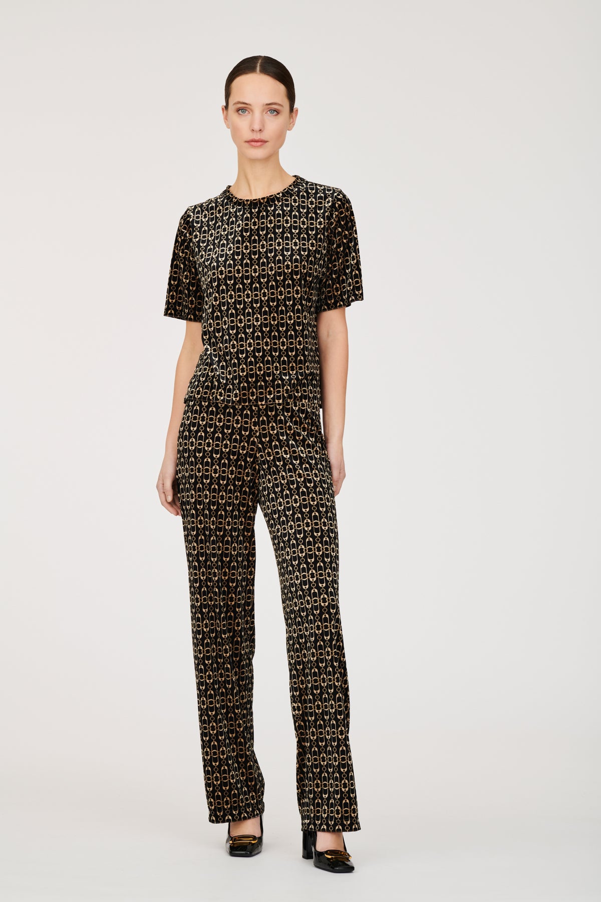 Pantalon en velours imprimé chaîne