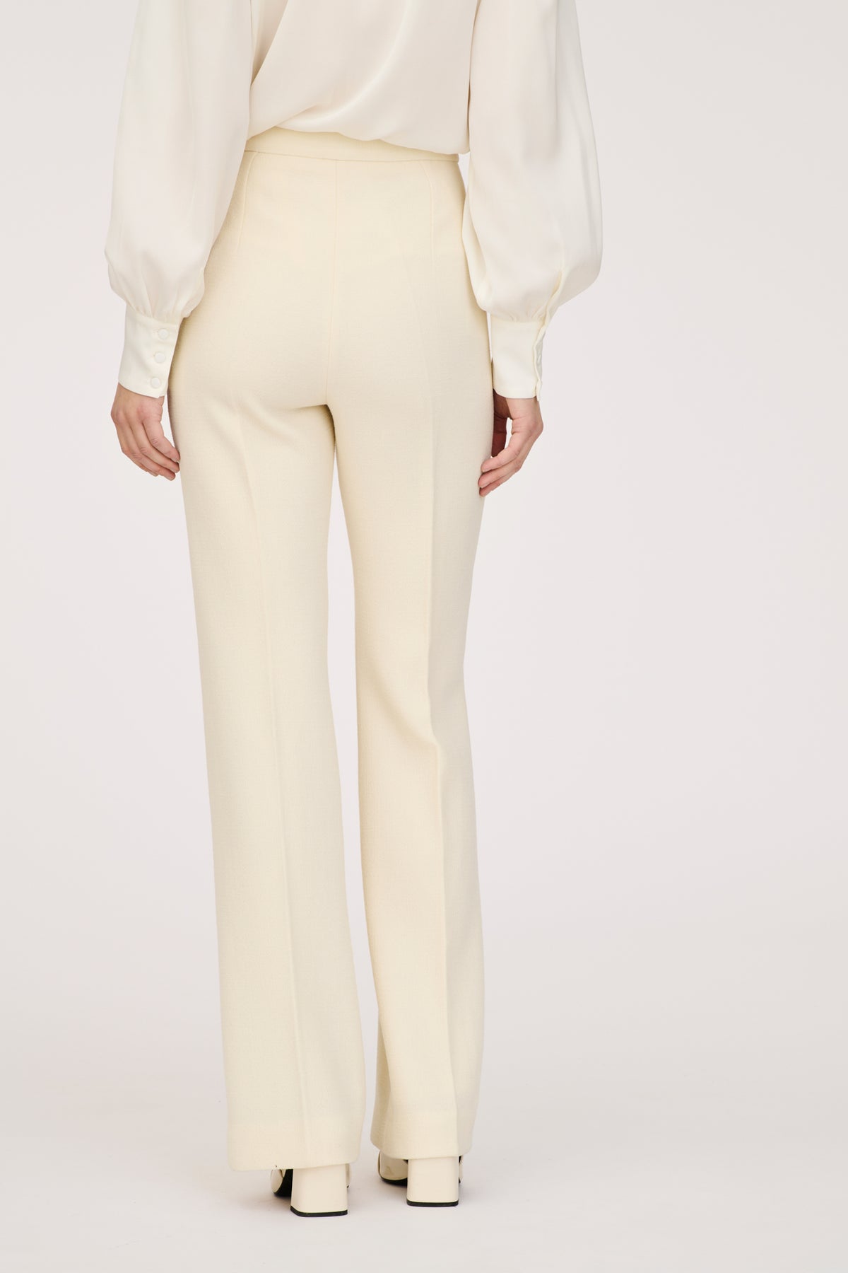 Pantalon large en crêpe de laine