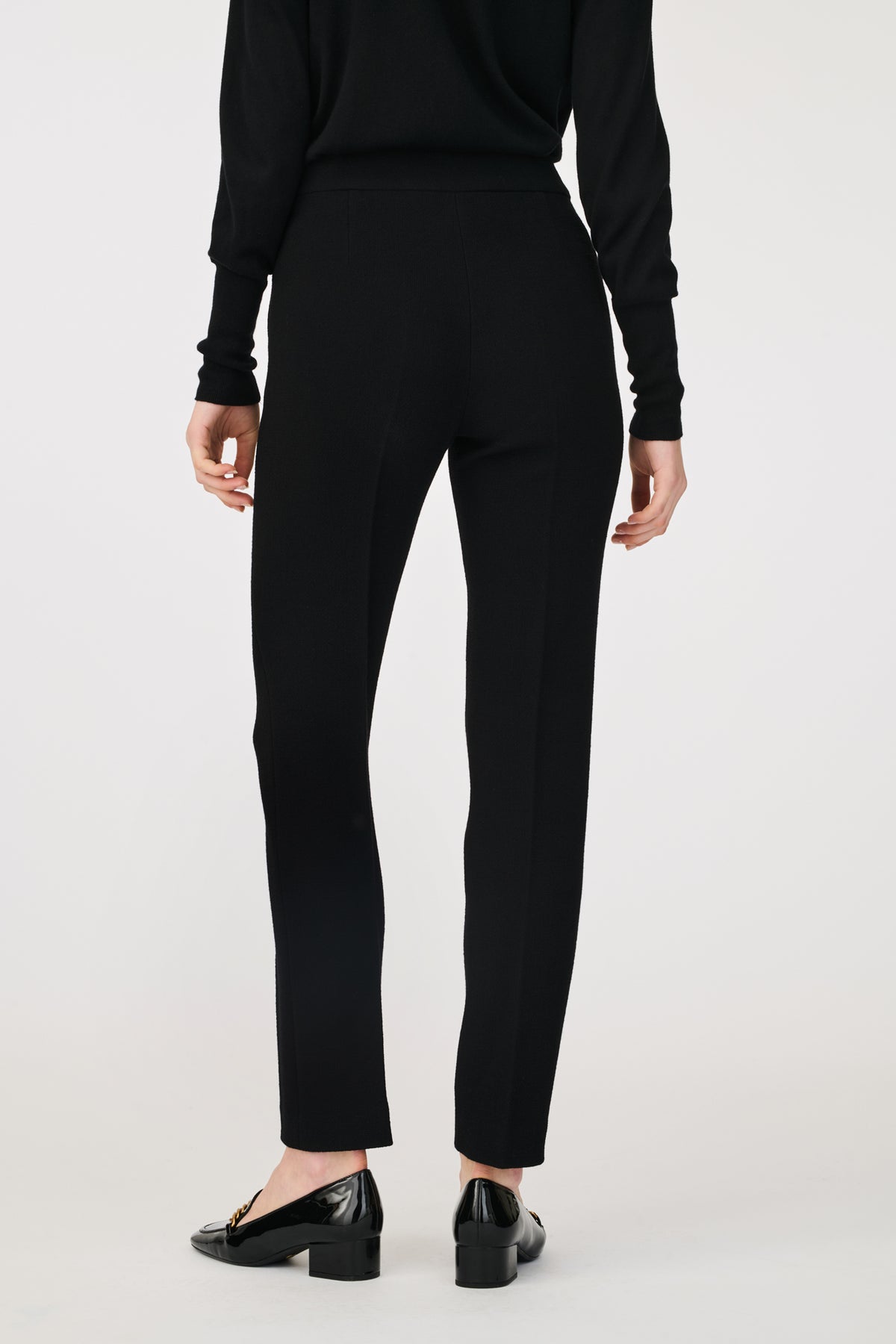 Pantalon pont cigarette en crêpe de laine