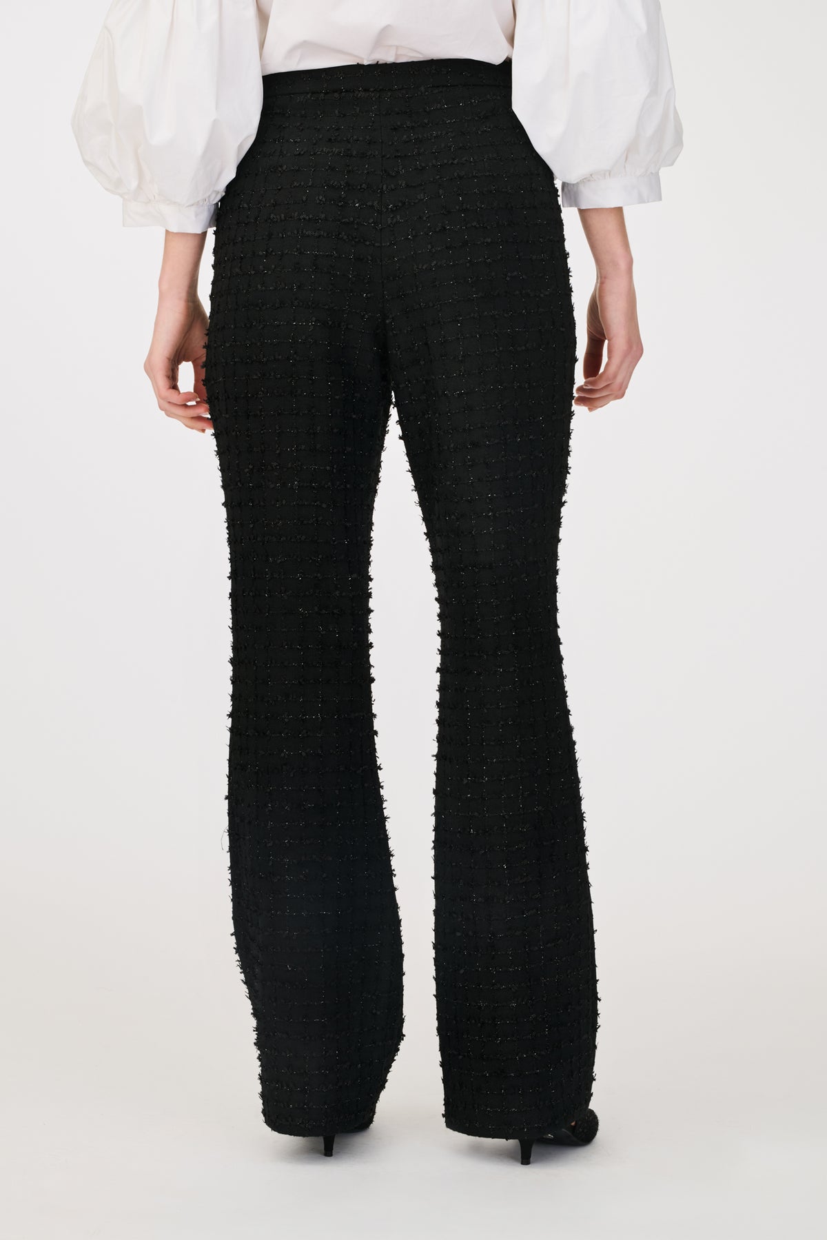 Pantalon large en tweed galoné