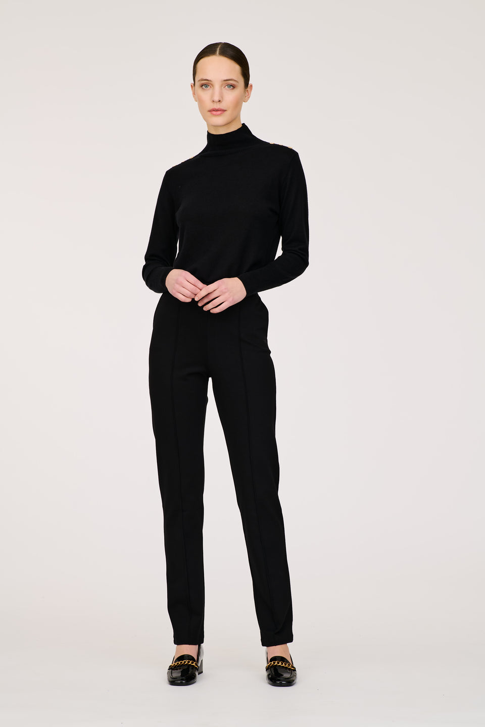 Pantalon droit en jersey élastiqué