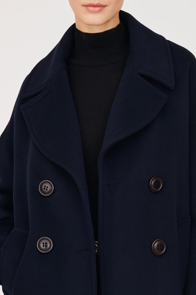 Pea coat in wool and cashmere