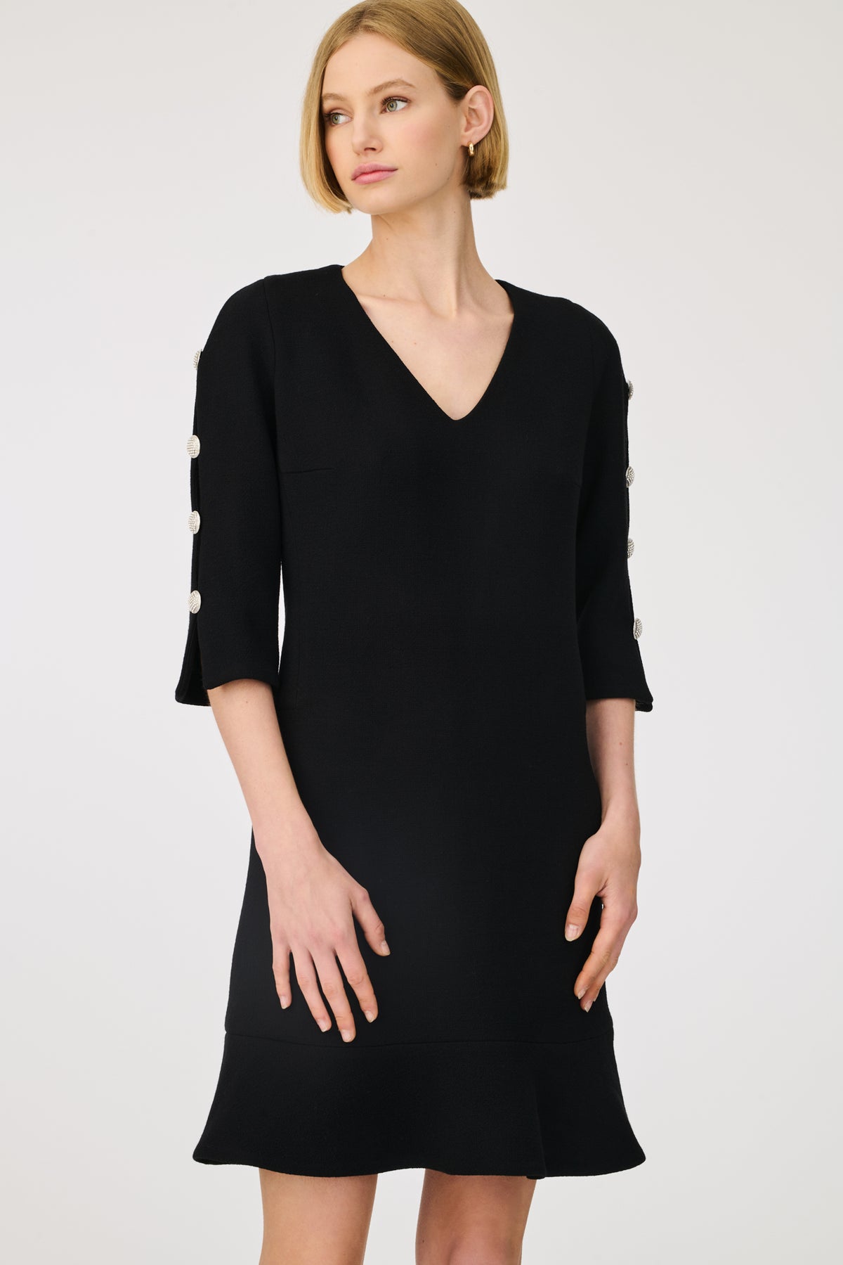 Robe cocktail en crêpe de laine