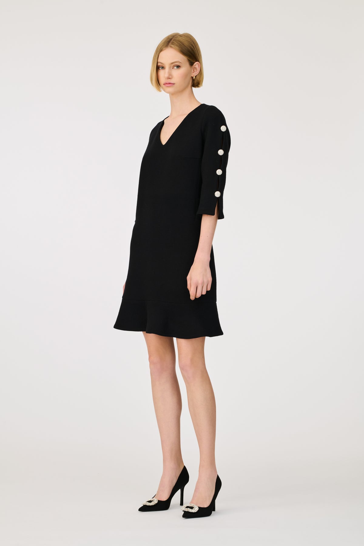Robe cocktail en crêpe de laine