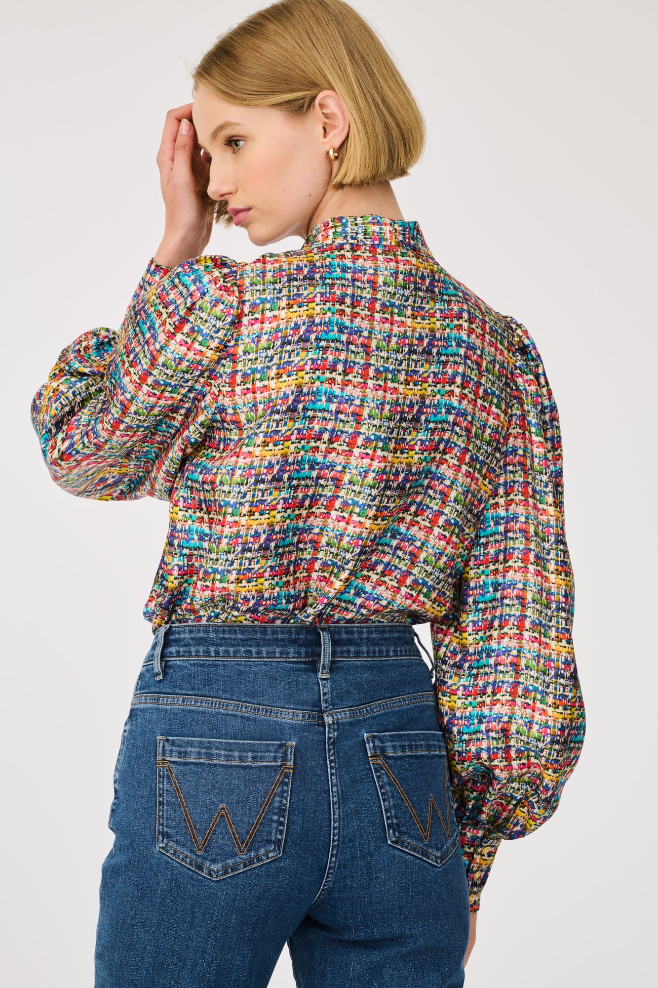 Chemise lavallière en soie fantaisie