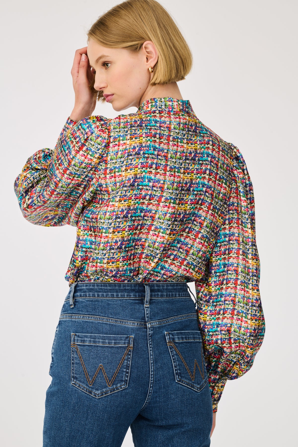 Chemise lavallière en soie fantaisie