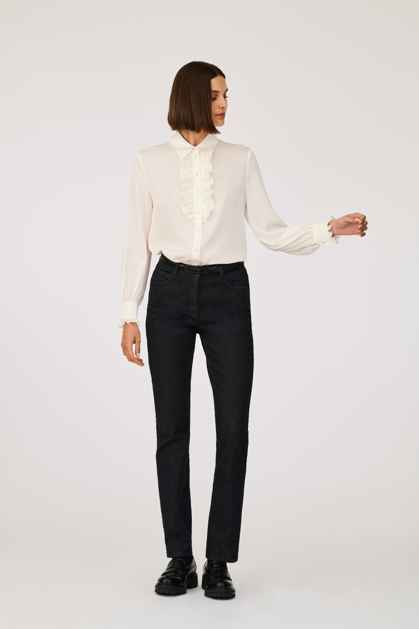 Silk ruffle shirt