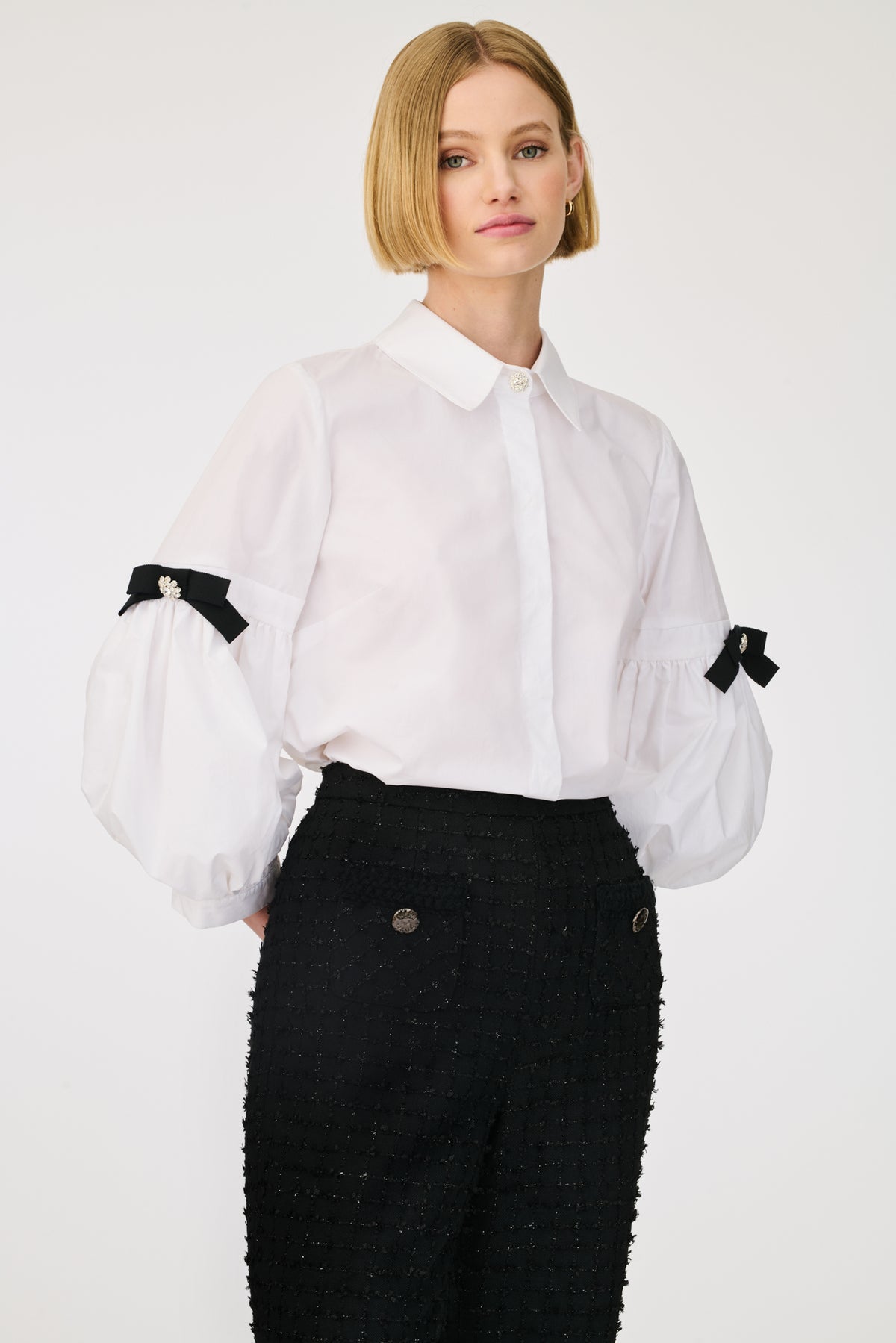 Chemise en popeline à manches bouffantes