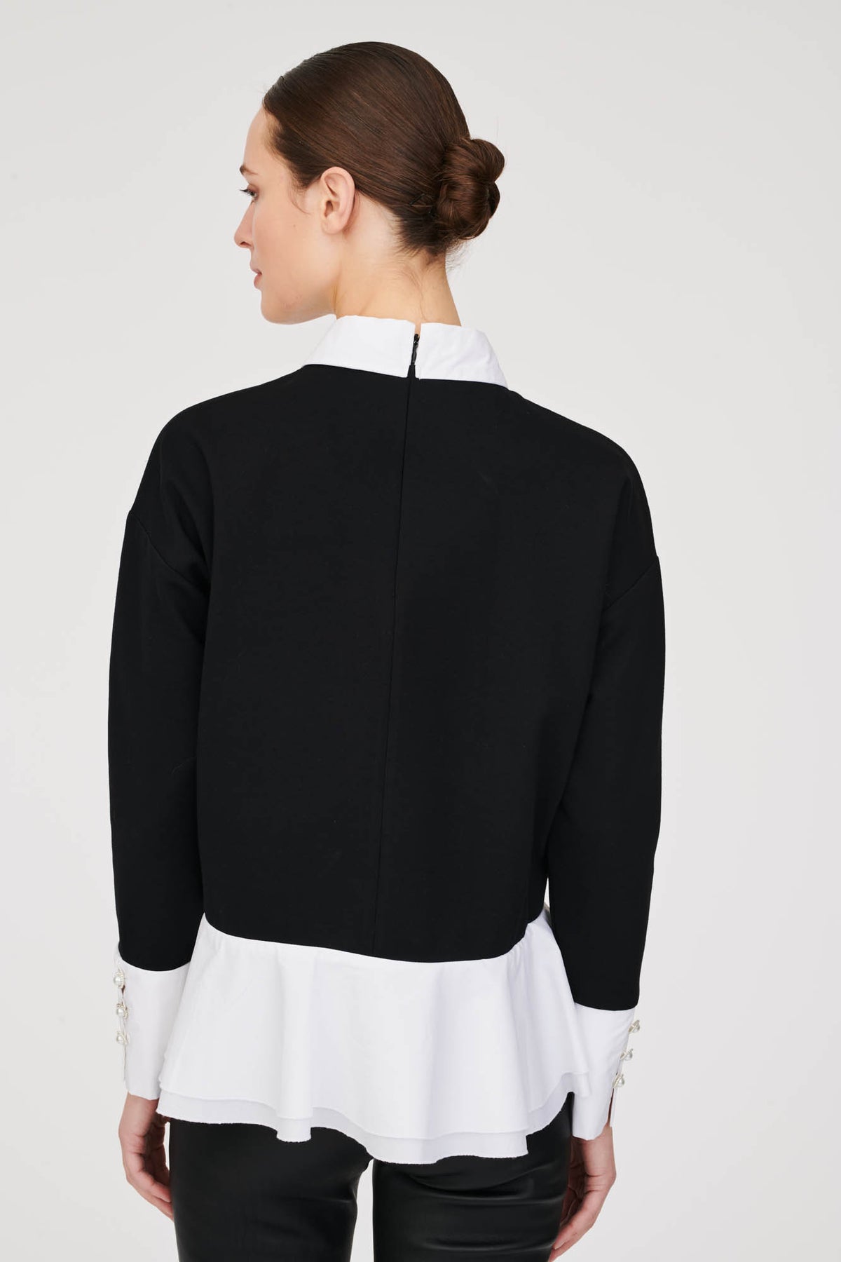 Sweat-shirt bi matiere en popeline