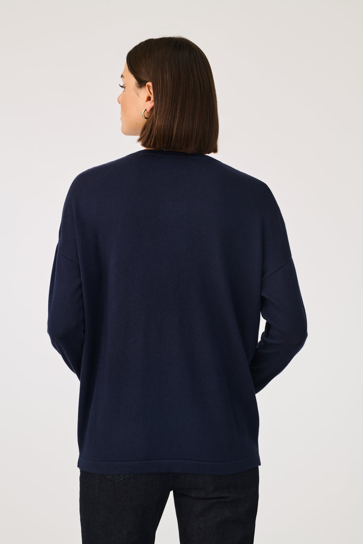 V-neck jumper with rhinestones