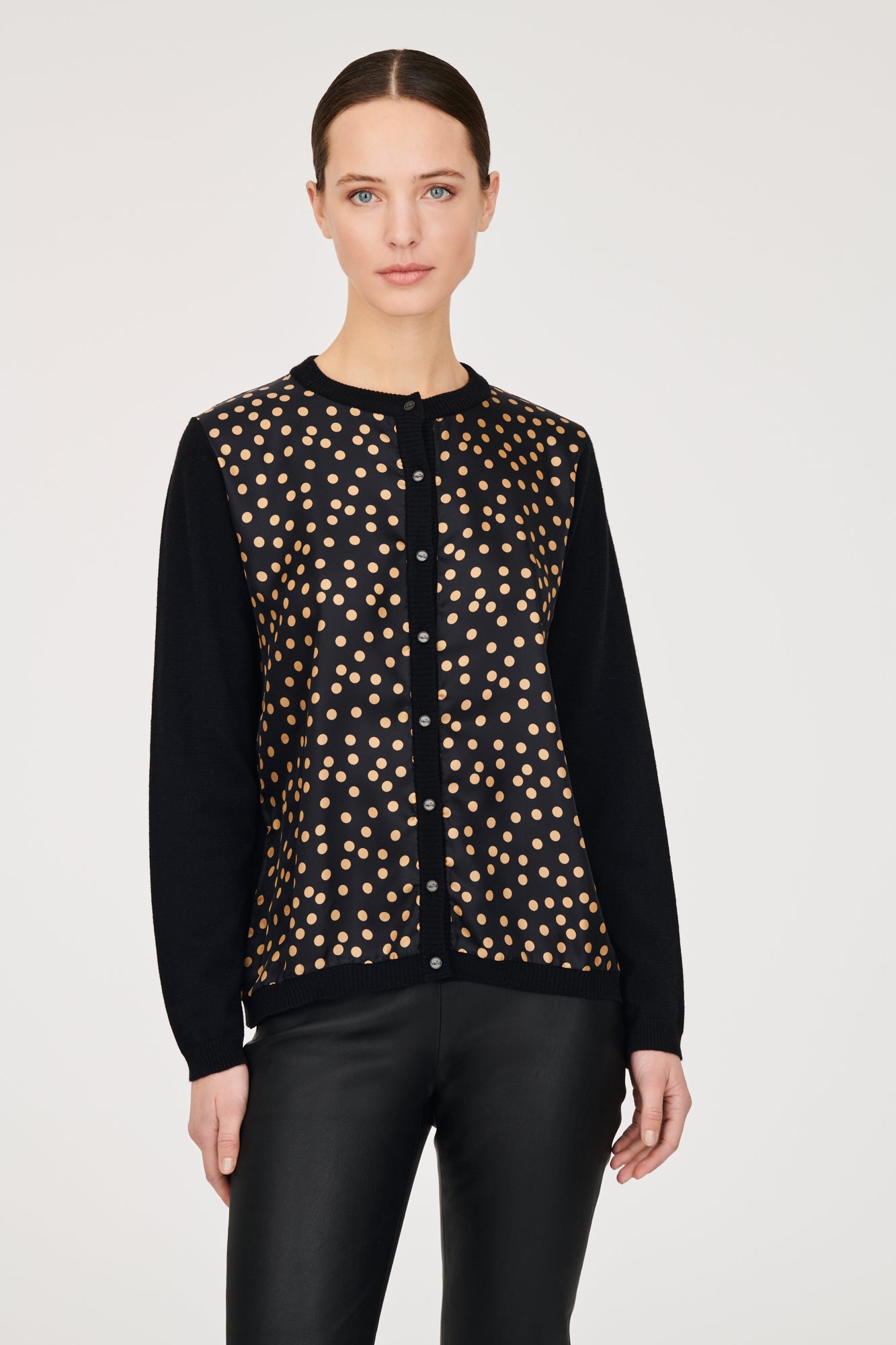 Cardigan bi-matière en soie