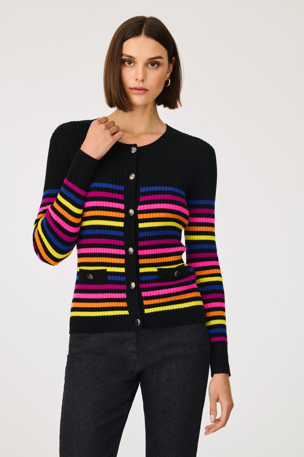 Multicoloured striped cardigan