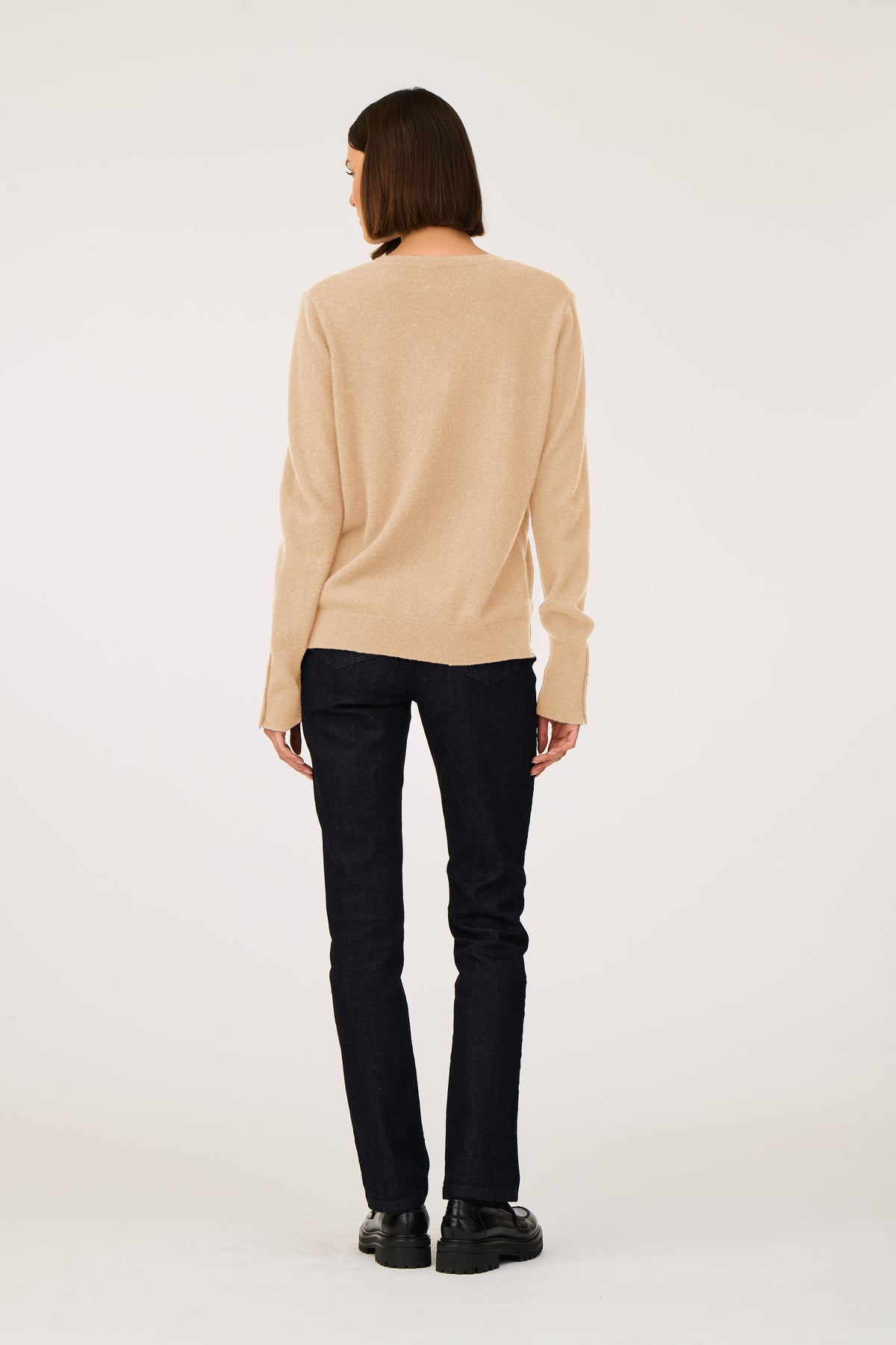 Pull tunique col v en cachemire