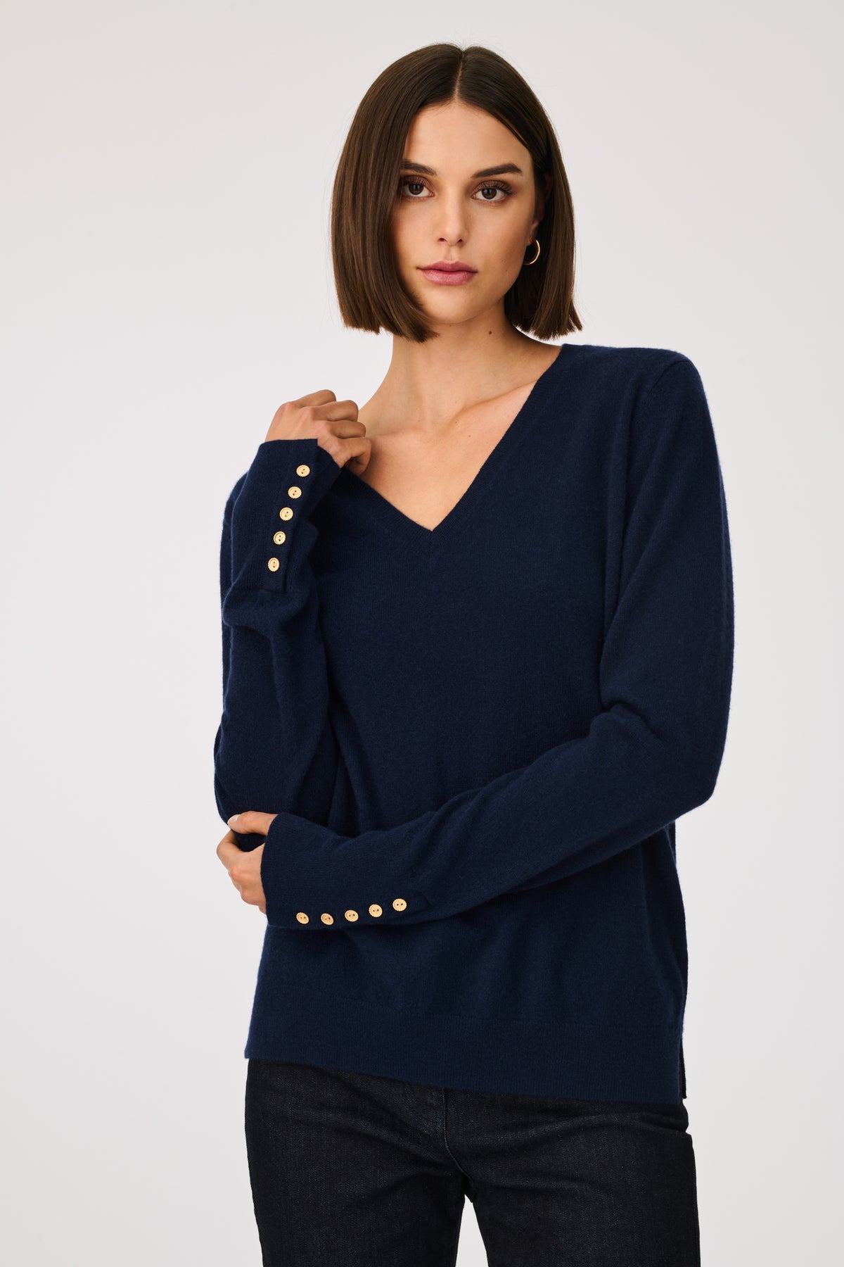 Cashmere V-neck tunic jumper 