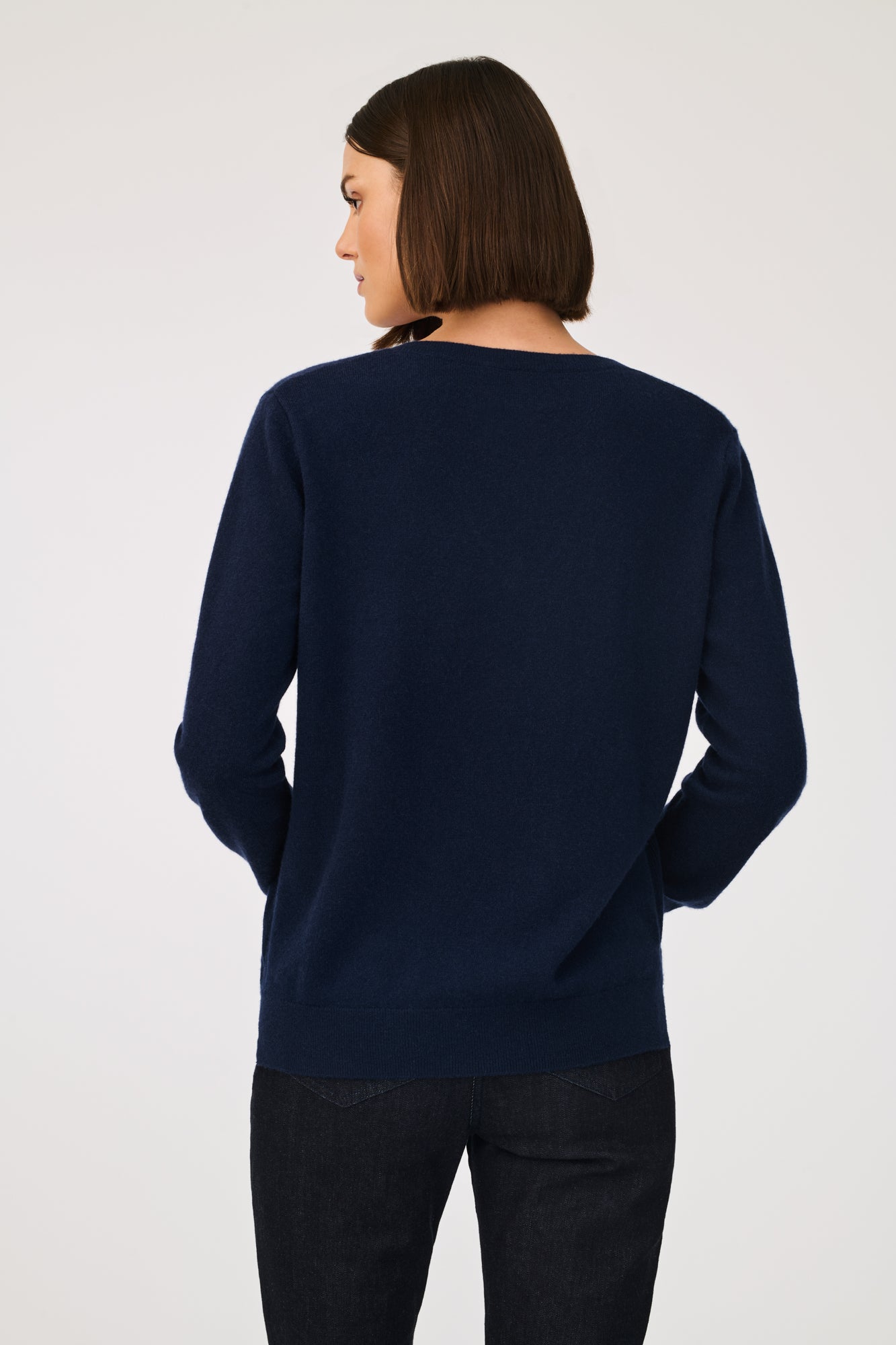 Pull tunique col v en cachemire