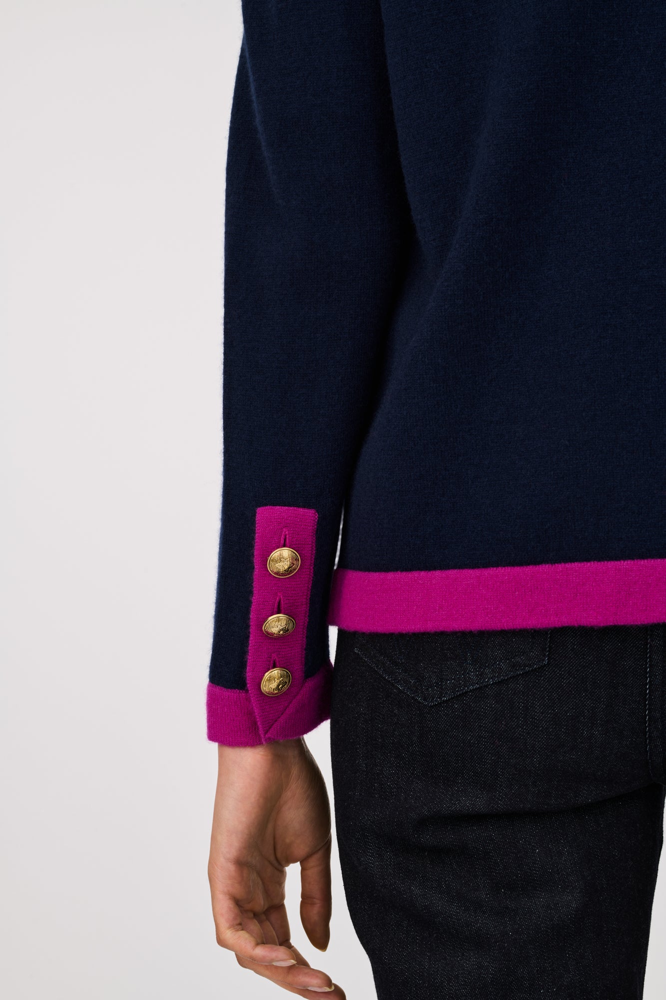Cardigan bicolore en cachemire