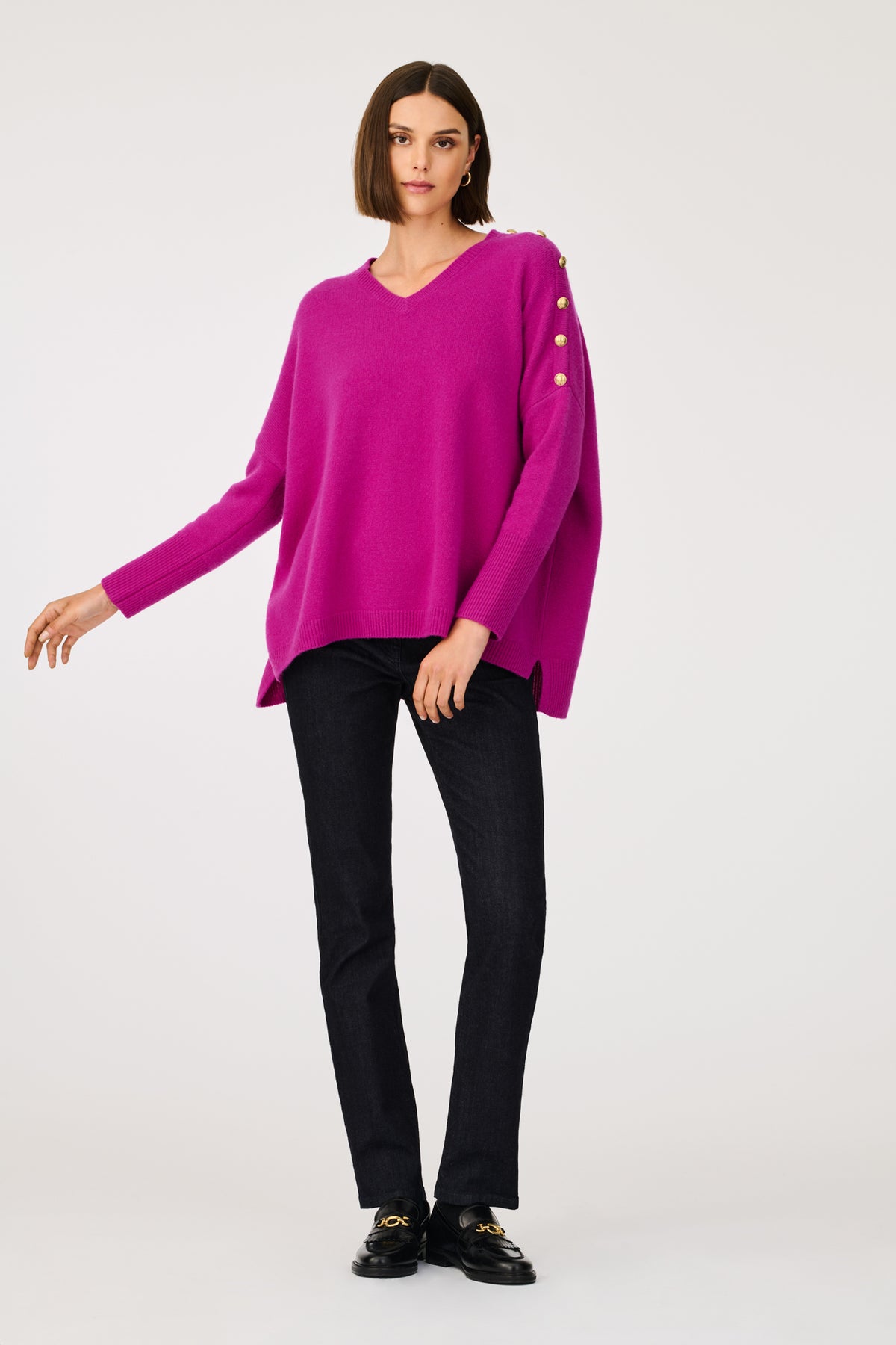 Pull col v en cachemire melangé