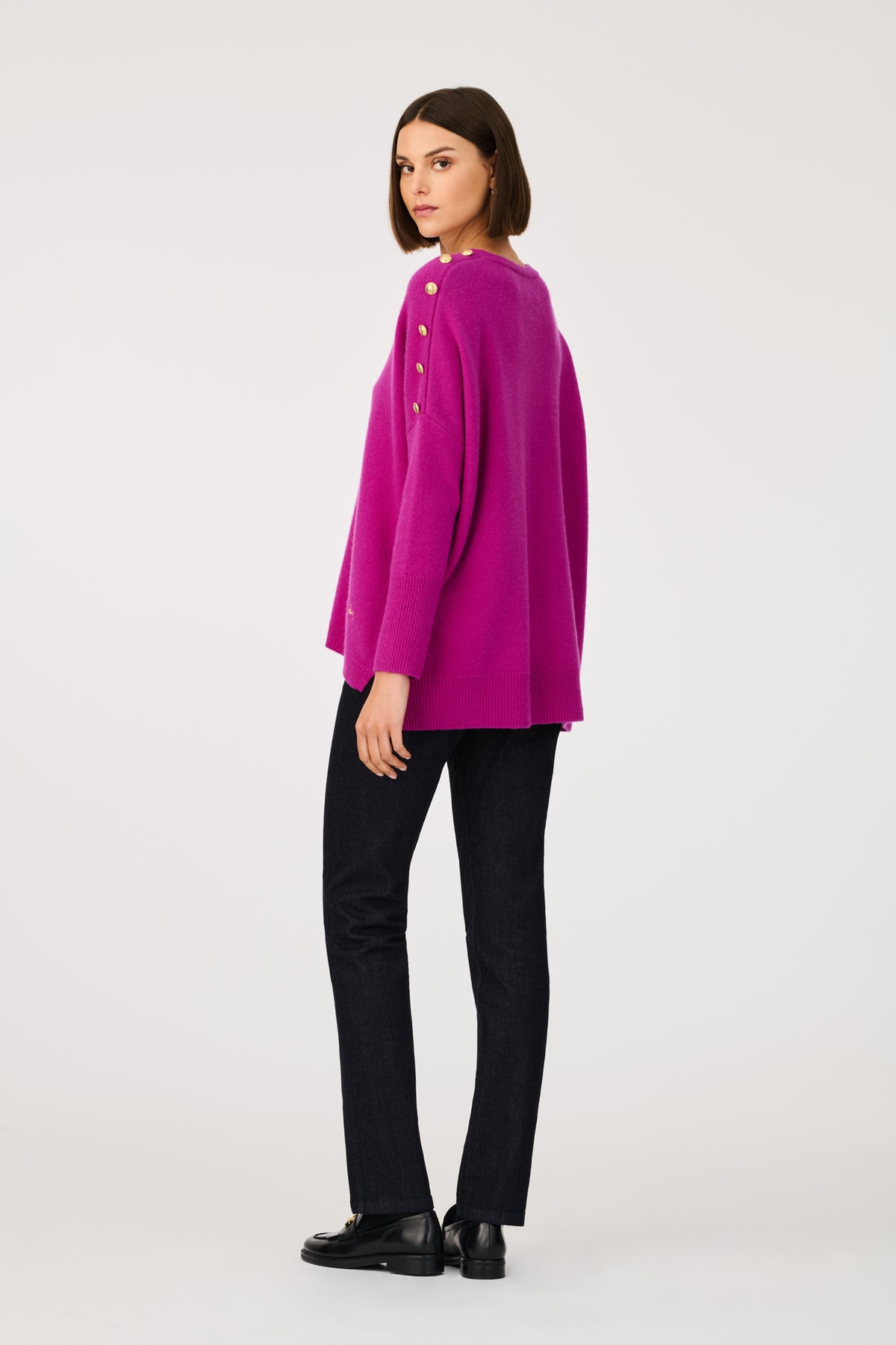 Pull col v en cachemire melangé