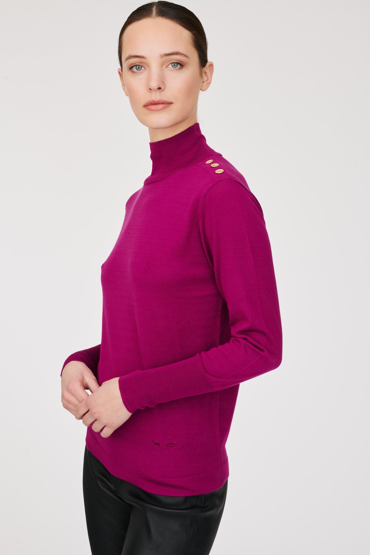 Pull col montant en cachemire et soie