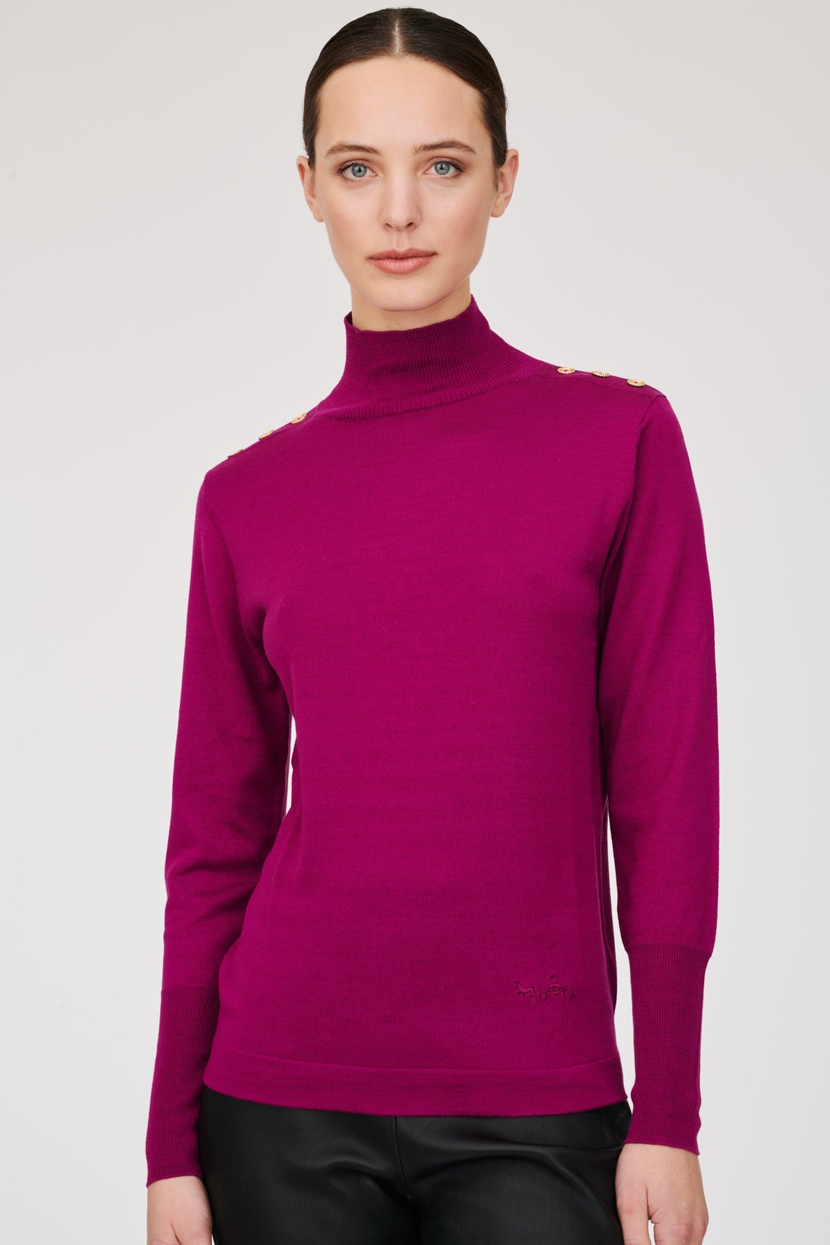 Pull col montant en cachemire et soie