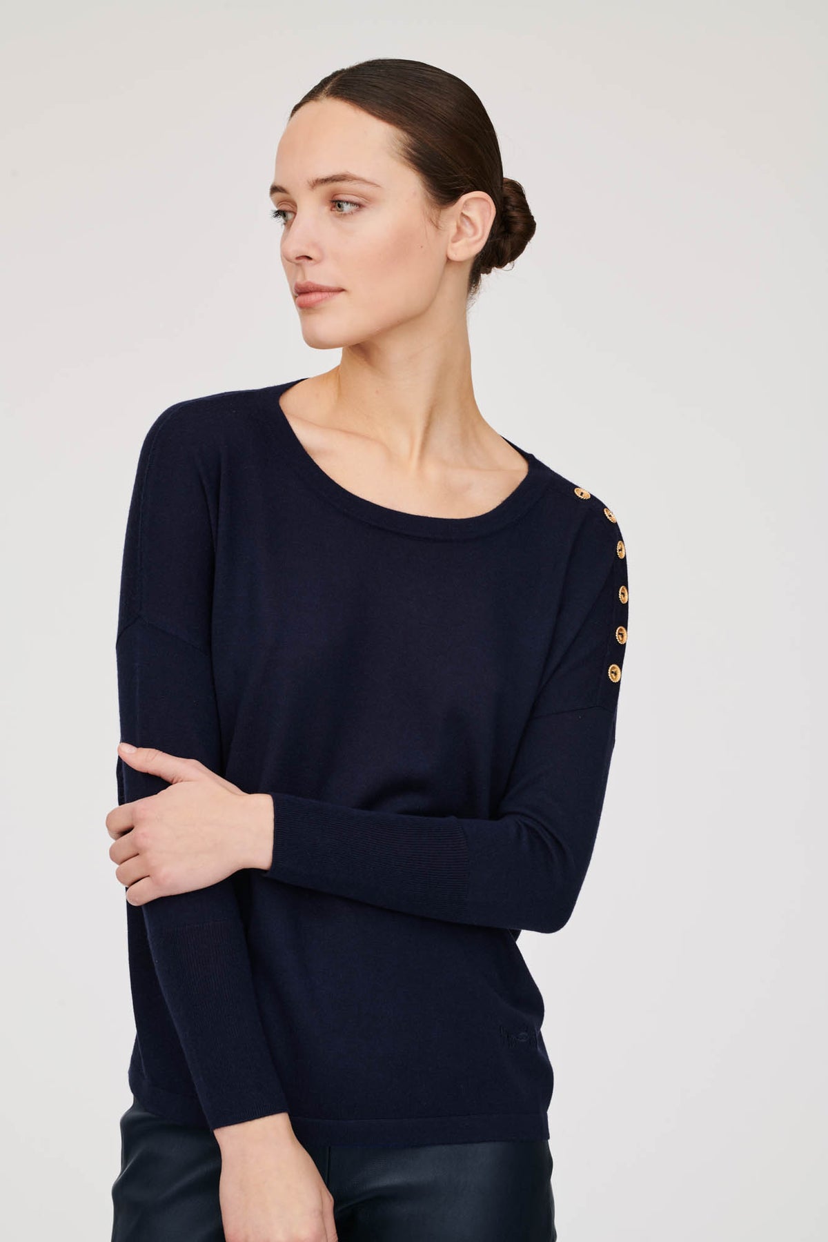 Pull en cachemire et soie col rond