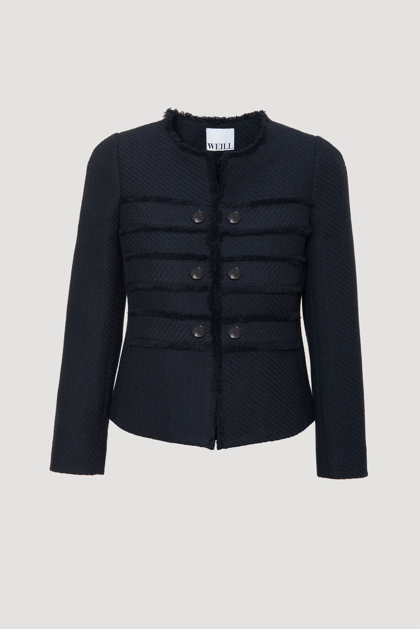 Fringed tweed officer jacket