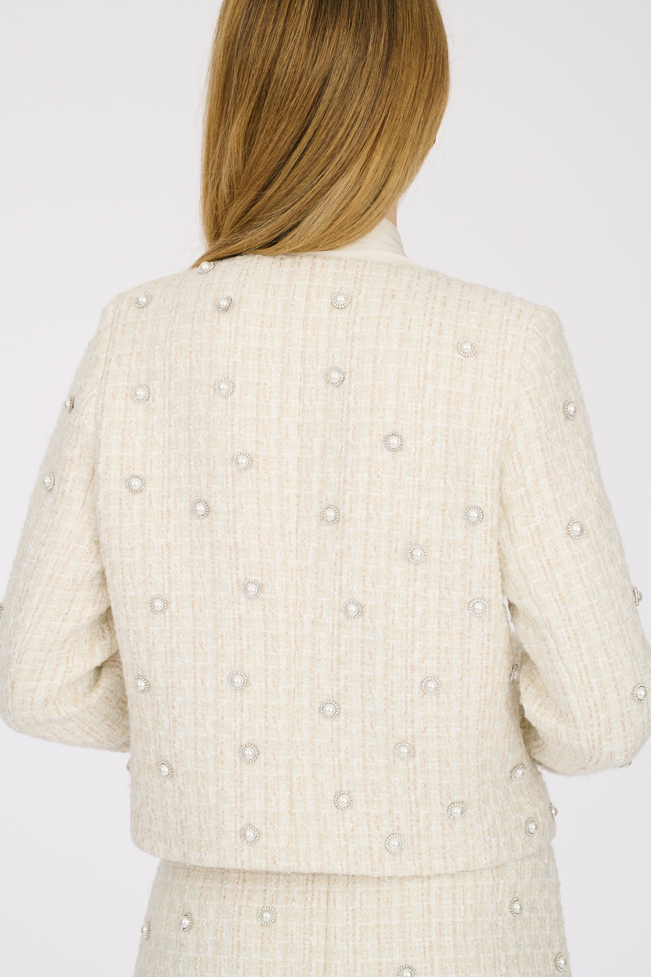 Tweed jacket with pearls
