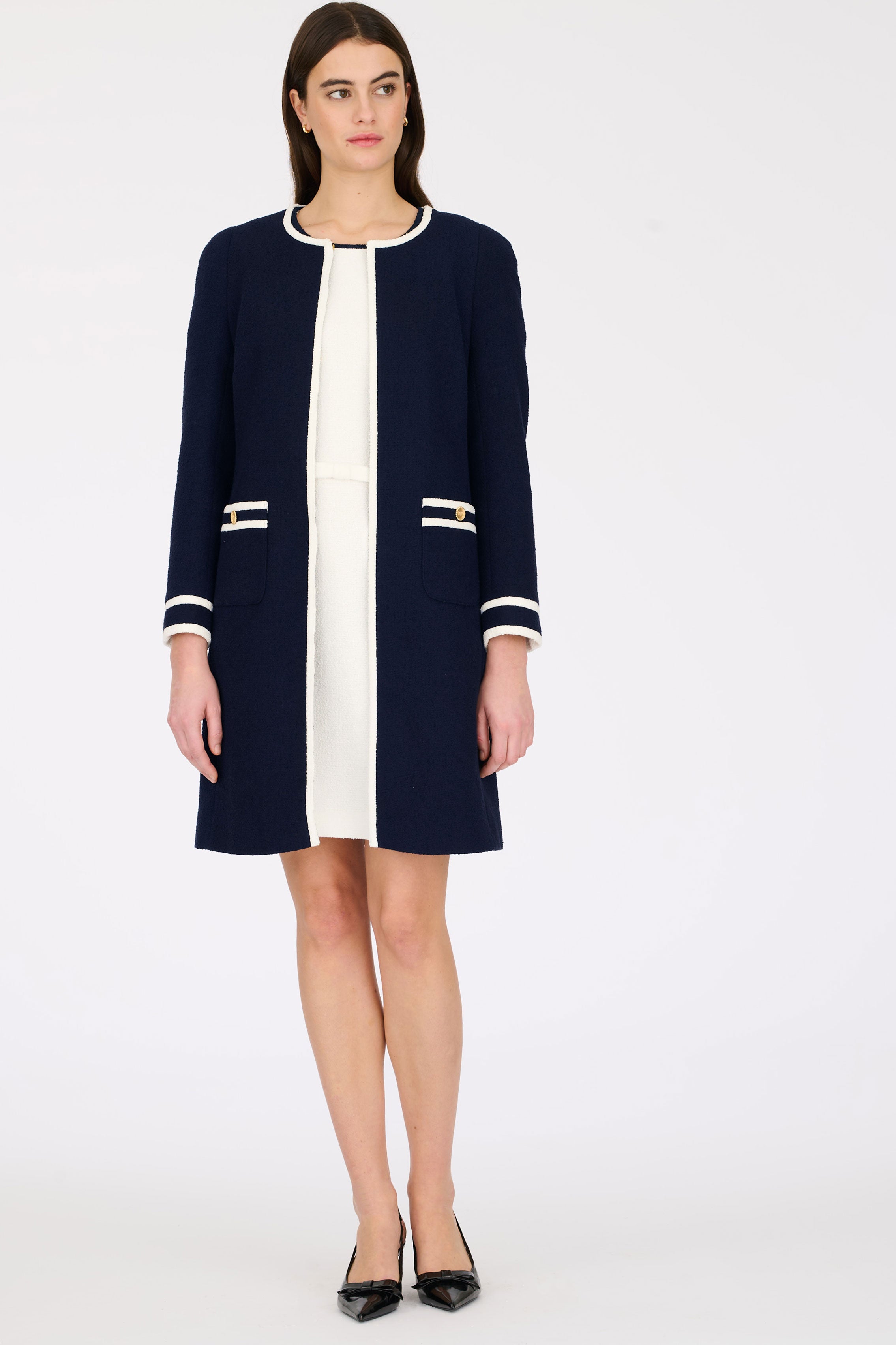 Long boucle fabric jacket