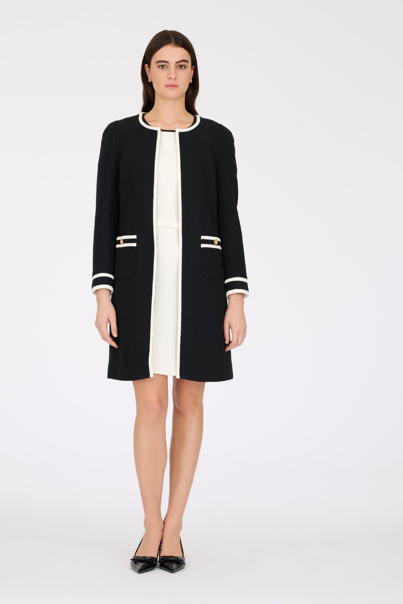 Long boucle fabric jacket