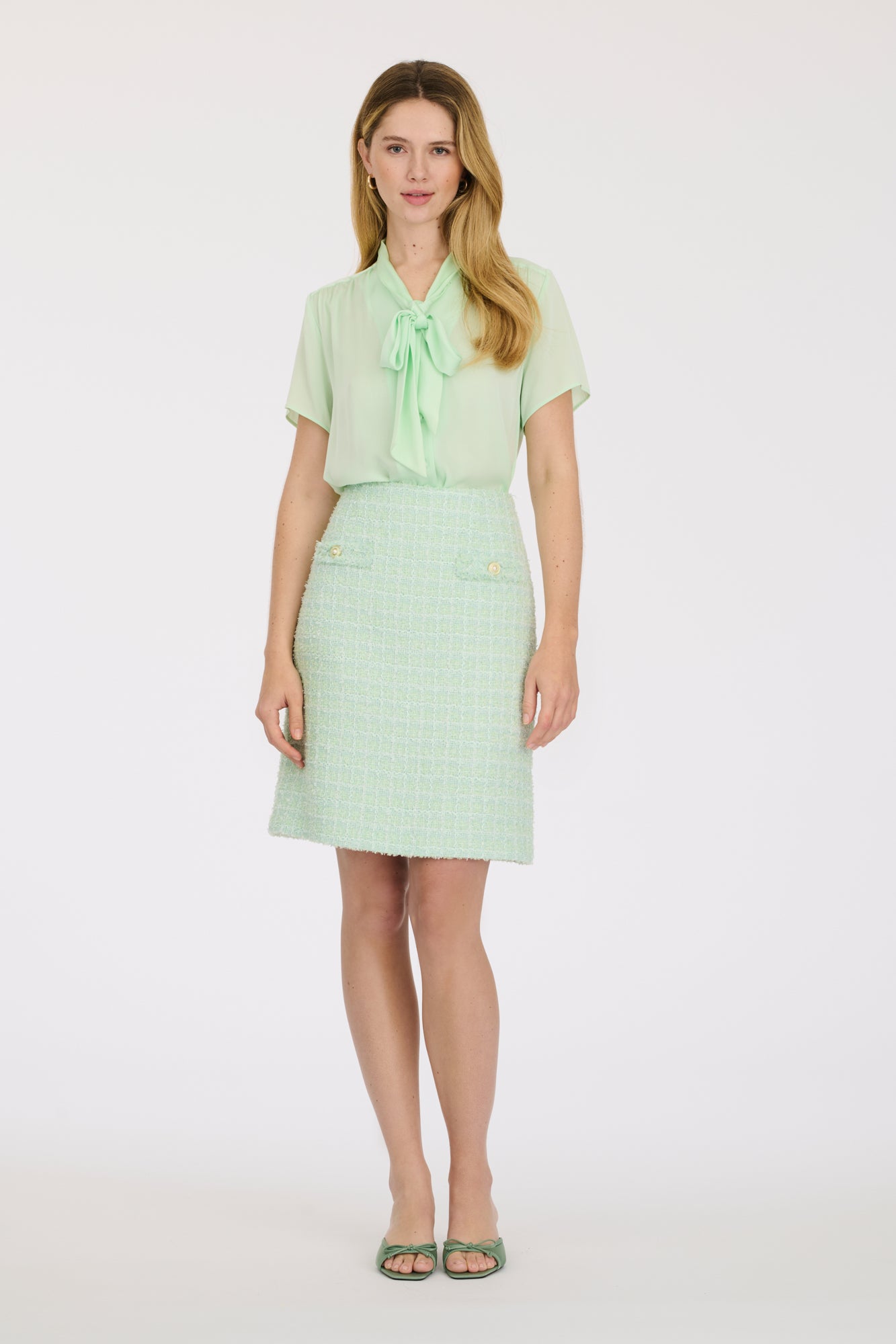 Straight-fit tweed skirt